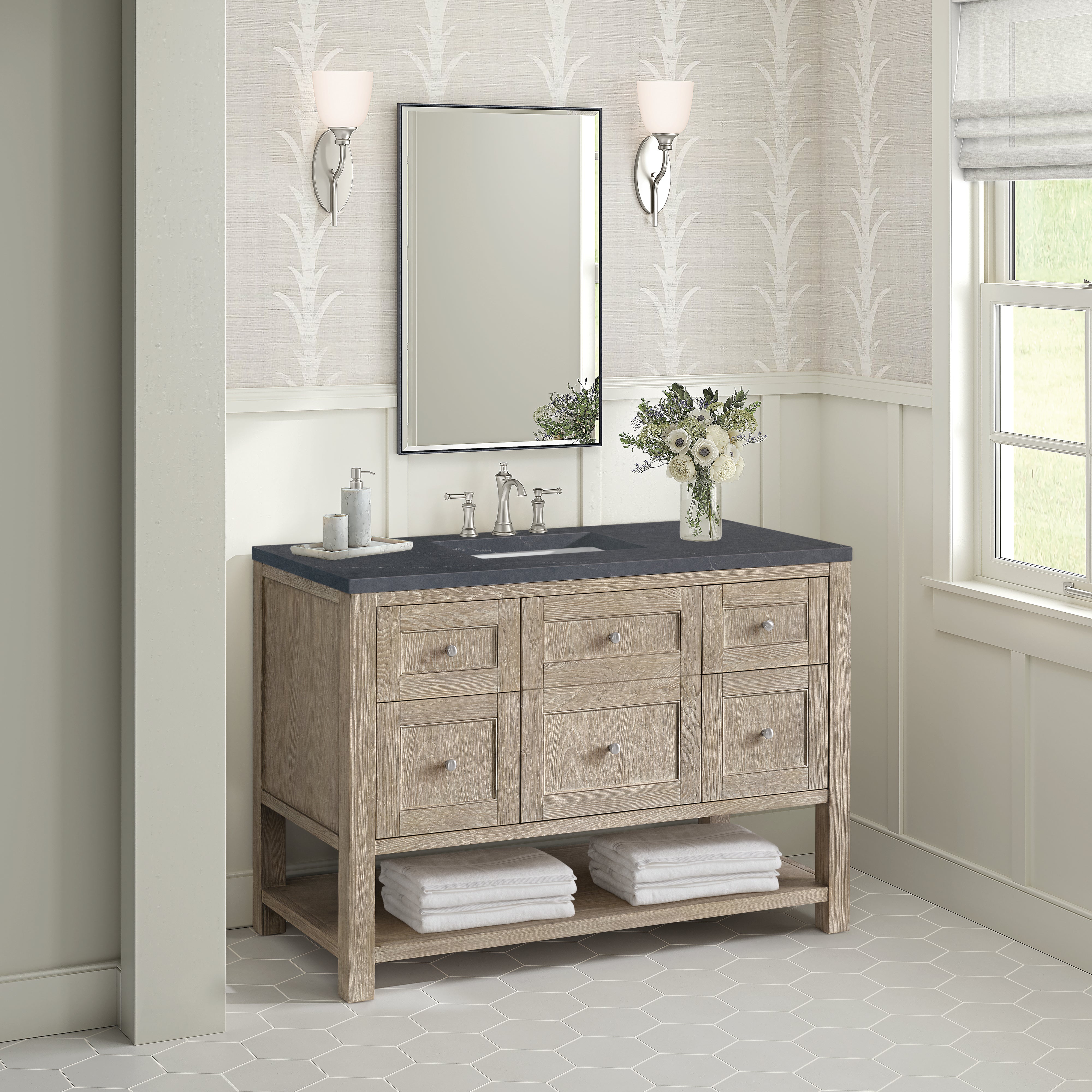 James Martin Breckenridge 48" Single Vanity in Whitewashed Oak with 3cm Countertop