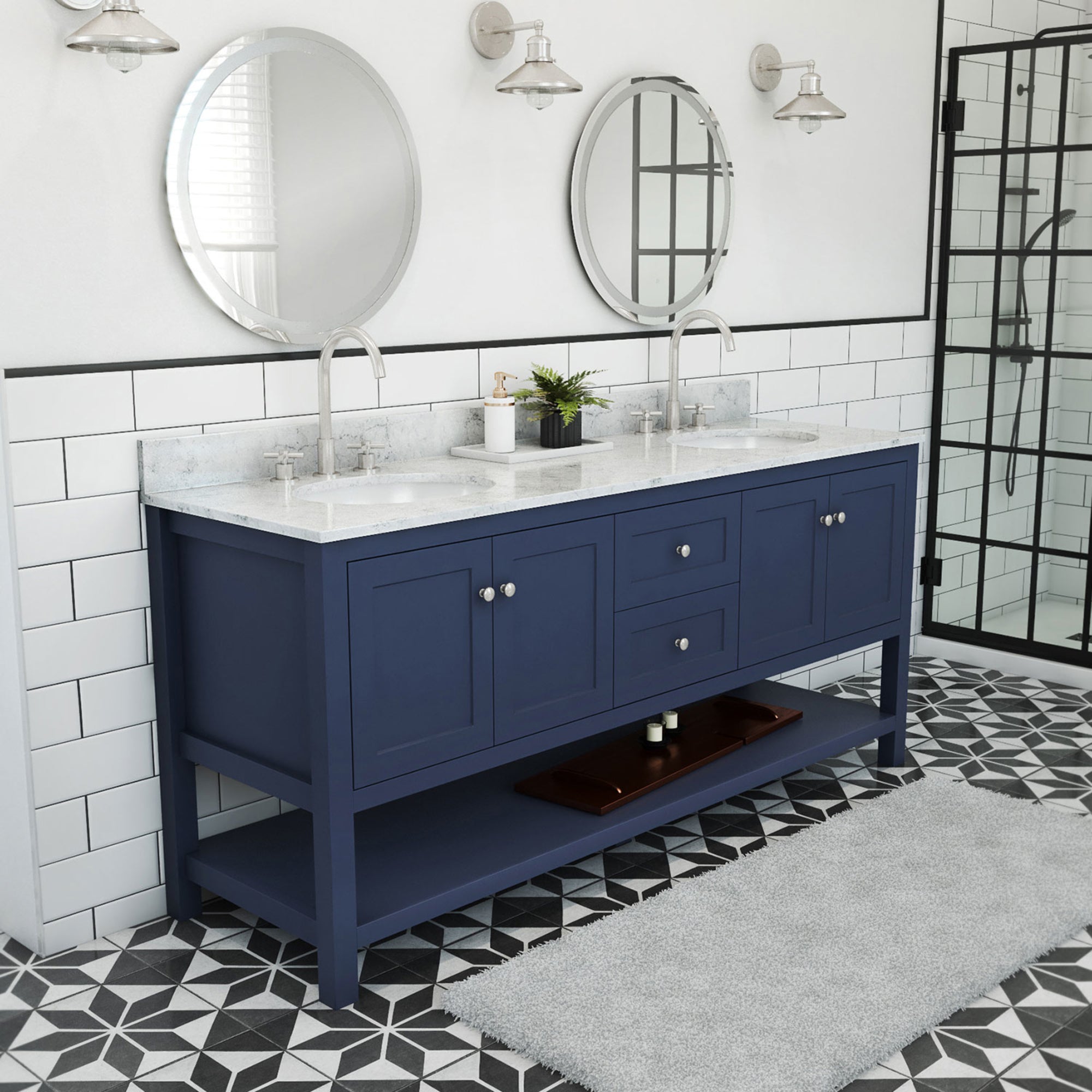 Continuum 72 Inch Vanity with Oval Sinks