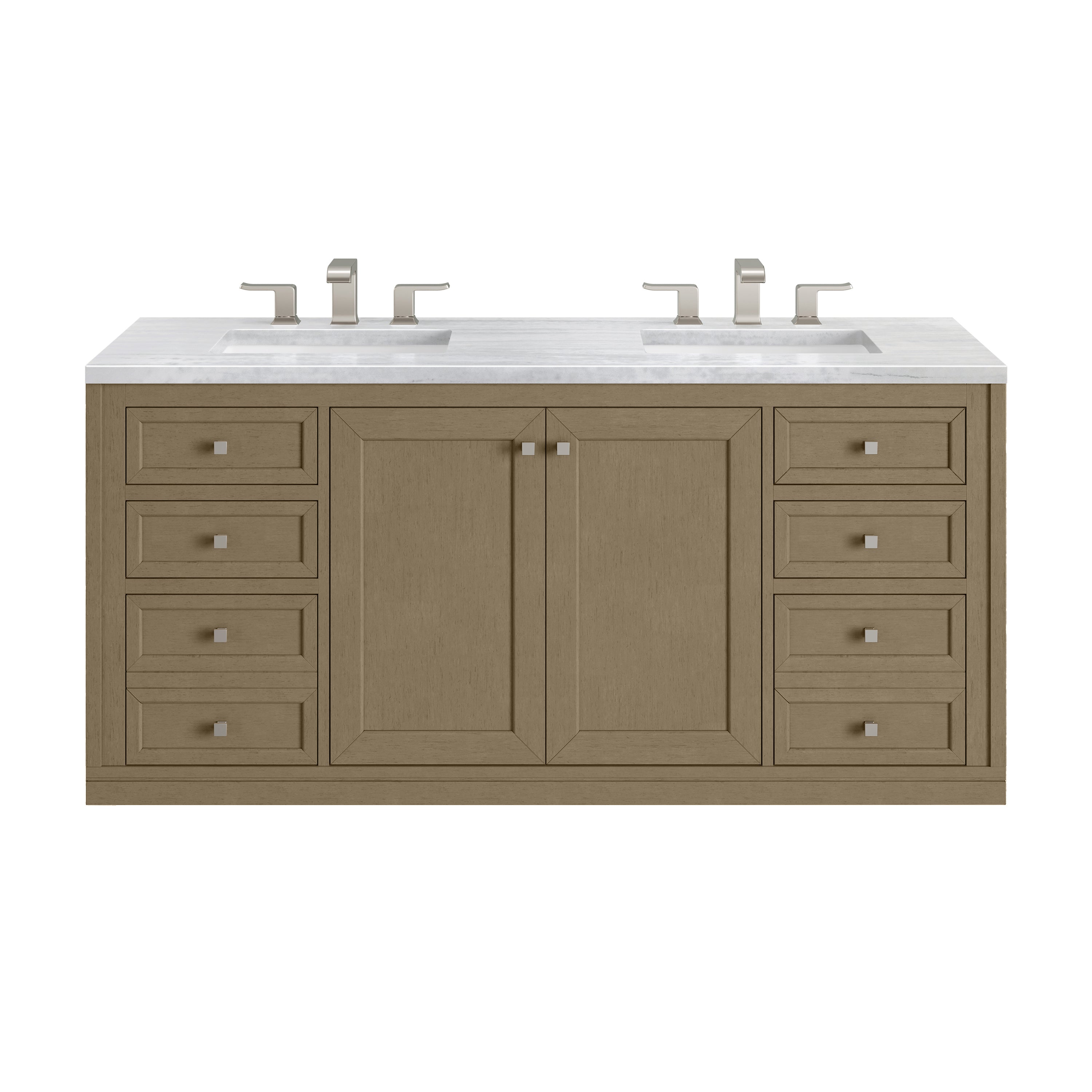 James Martin Chicago 60" Double Vanity in Walnut Whisper with 3cm Countertop