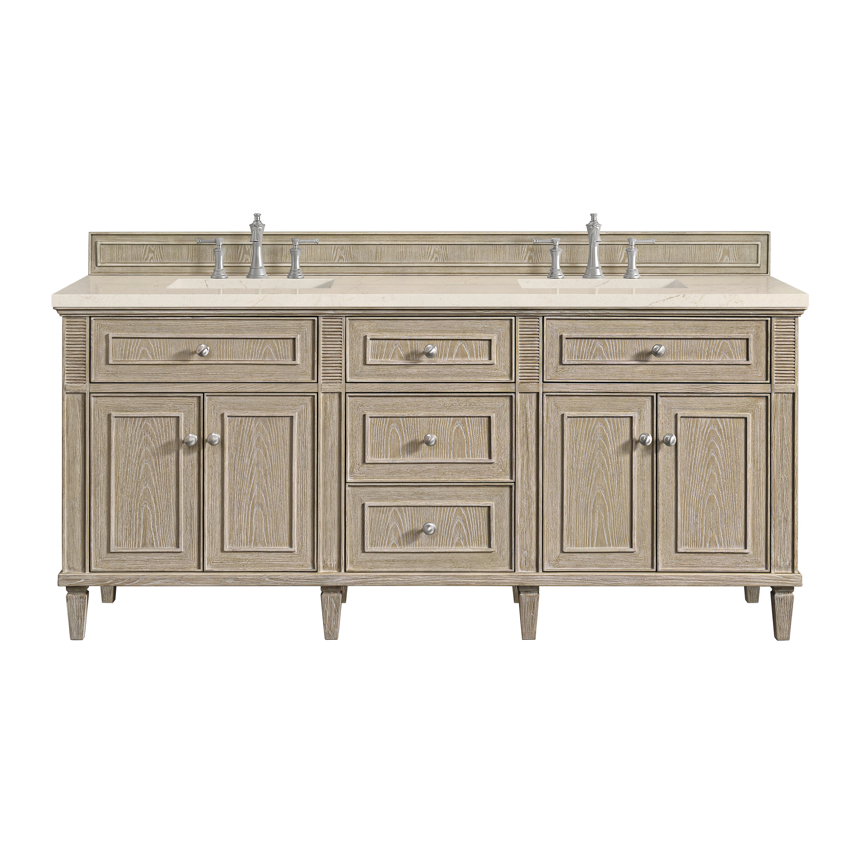 James Martin Lorelai 72" Double Vanity in Whitewashed Oak with 3cm Countertop