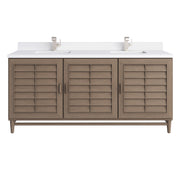 James Martin Portland 72" Double Vanity in Whitewashed Walnut with 3cm Countertop