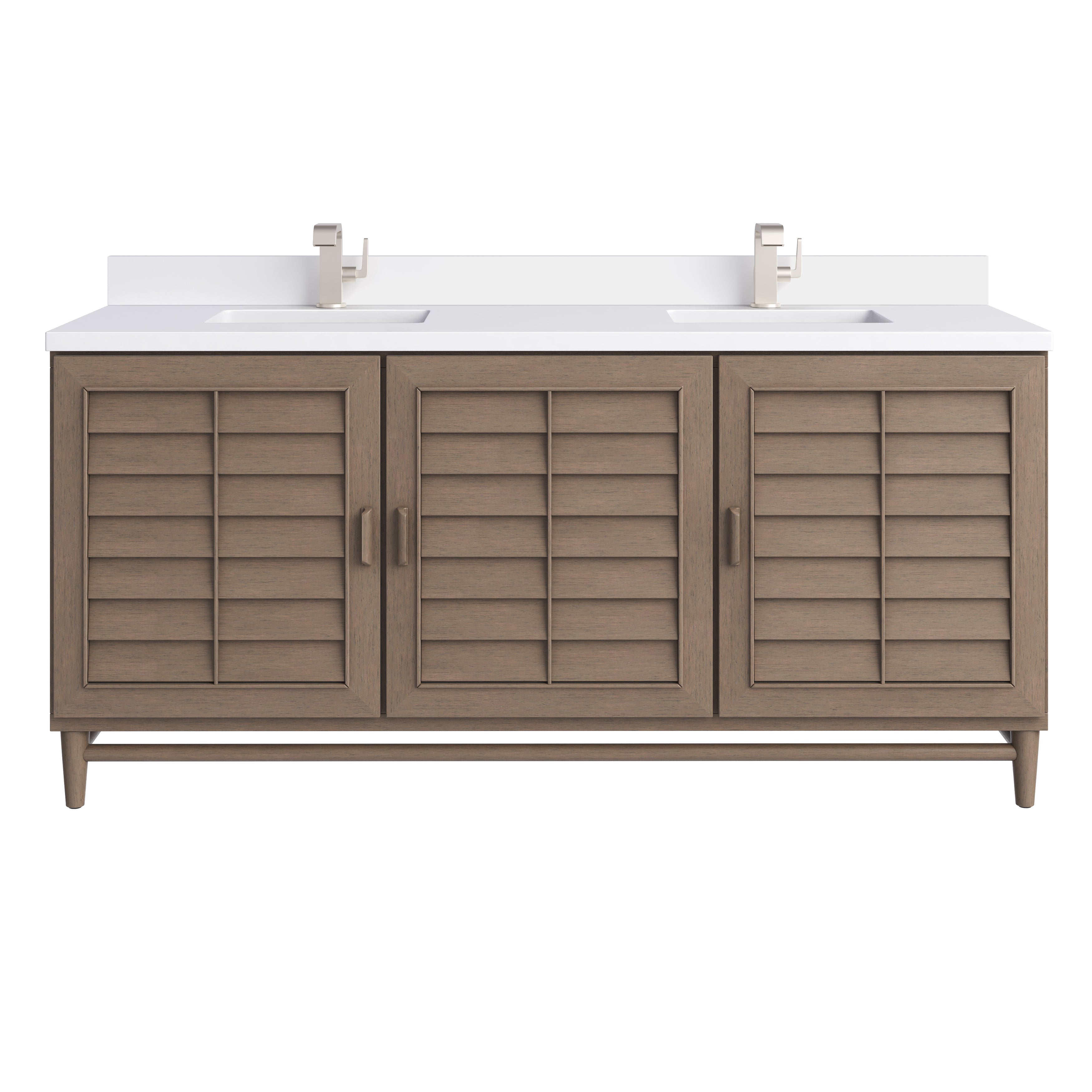 James Martin Portland 72" Double Vanity in Whitewashed Walnut with 3cm Countertop