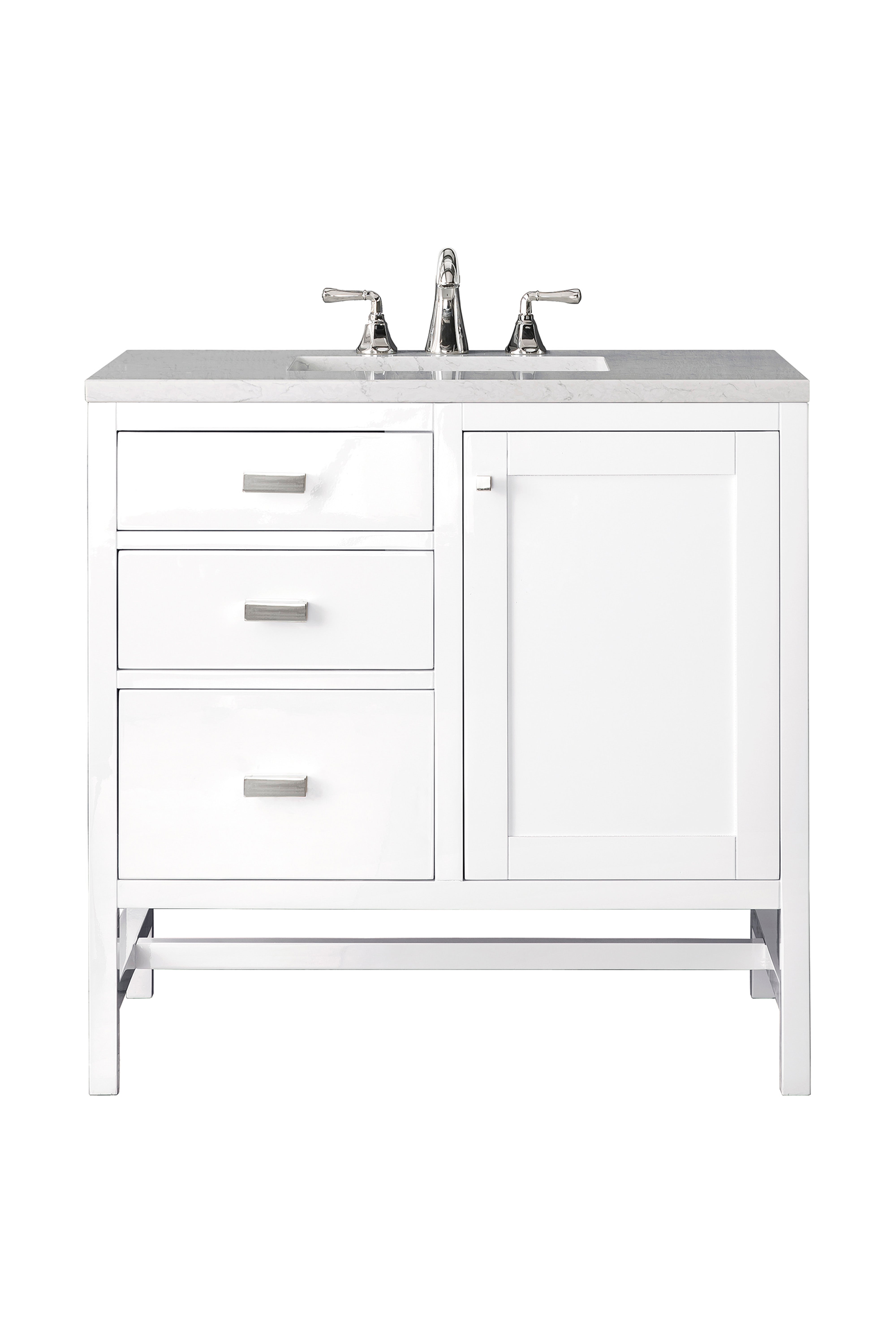 James Martin Addison 36" Single Vanity in Glossy White with 3cm Countertop