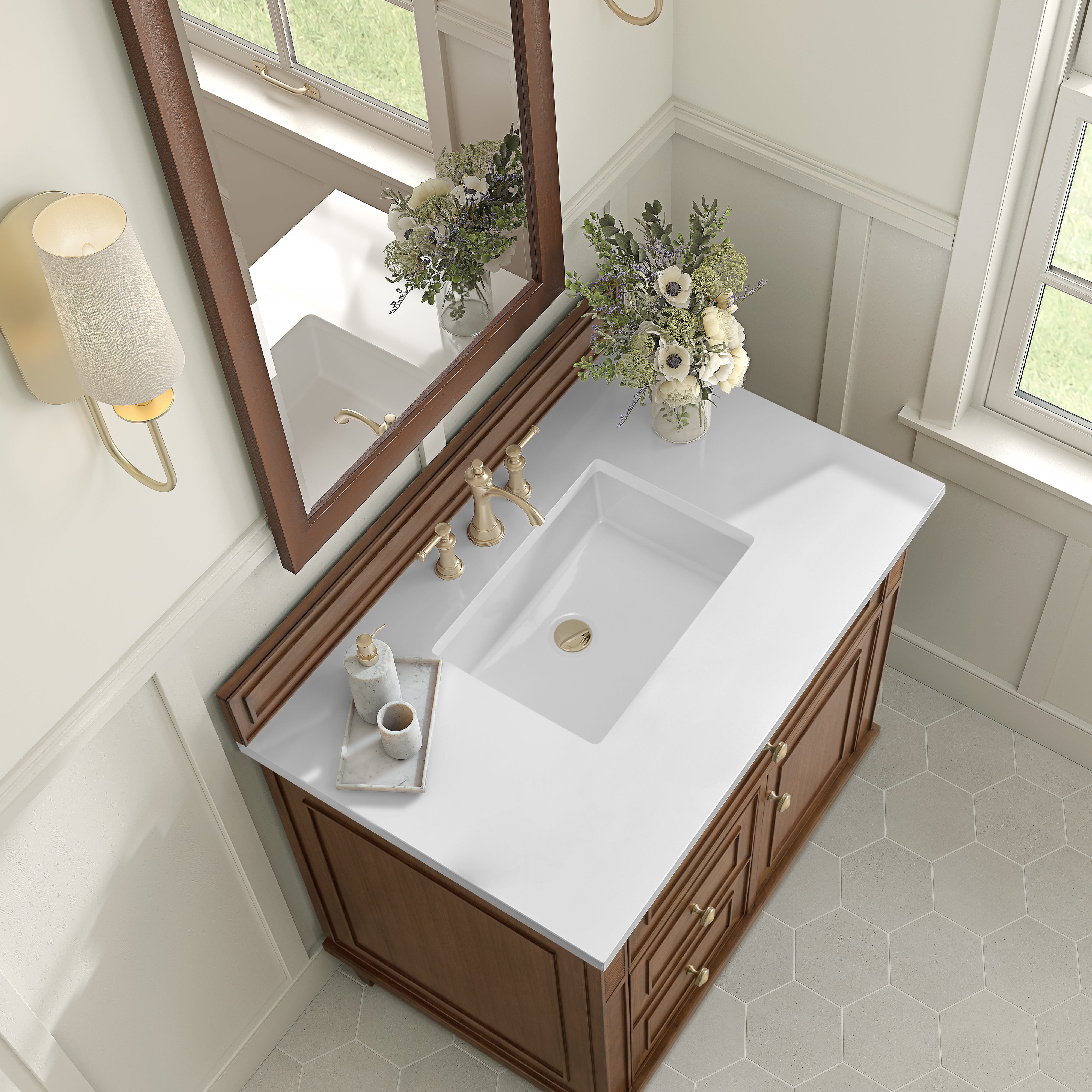 James Martin Lorelai 36" Single Vanity in Mid-Century Walnut with 3cm Countertop