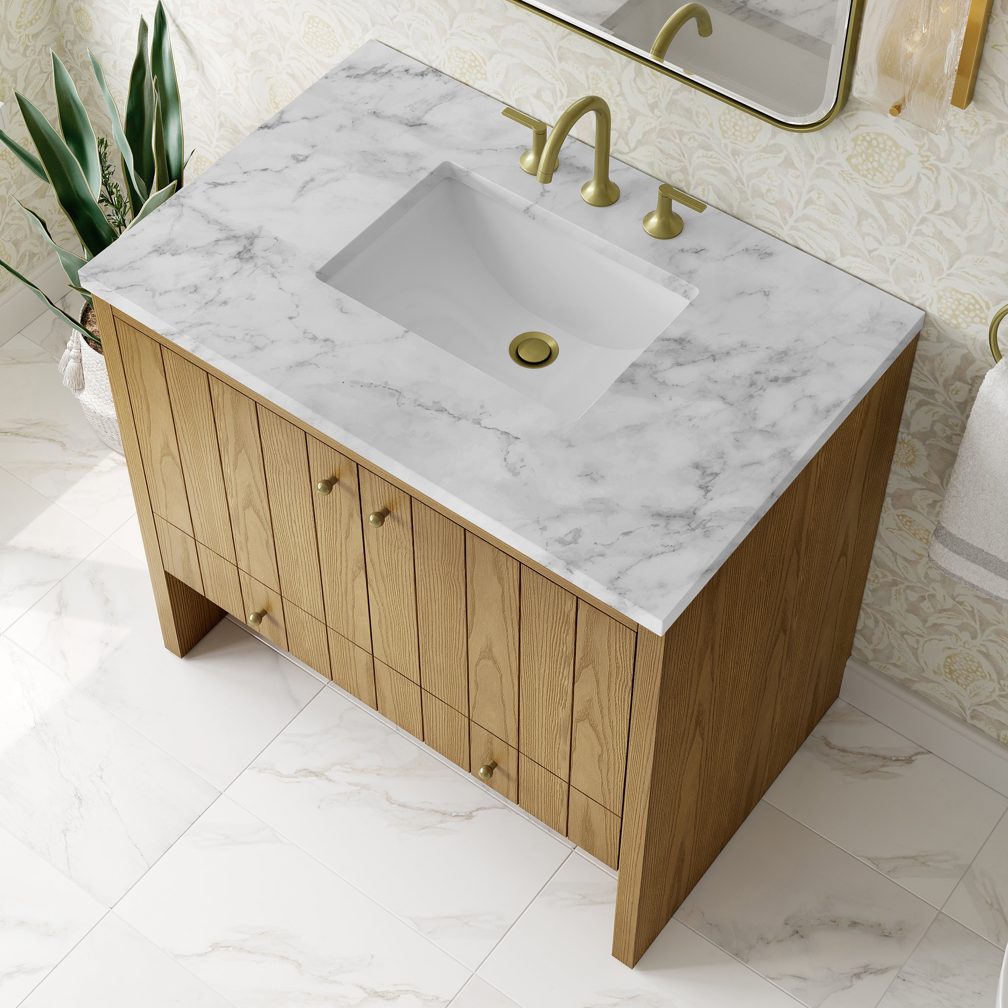 James Martin Hudson 36" Single Vanity in Light Natural Oak with 3cm Countertop