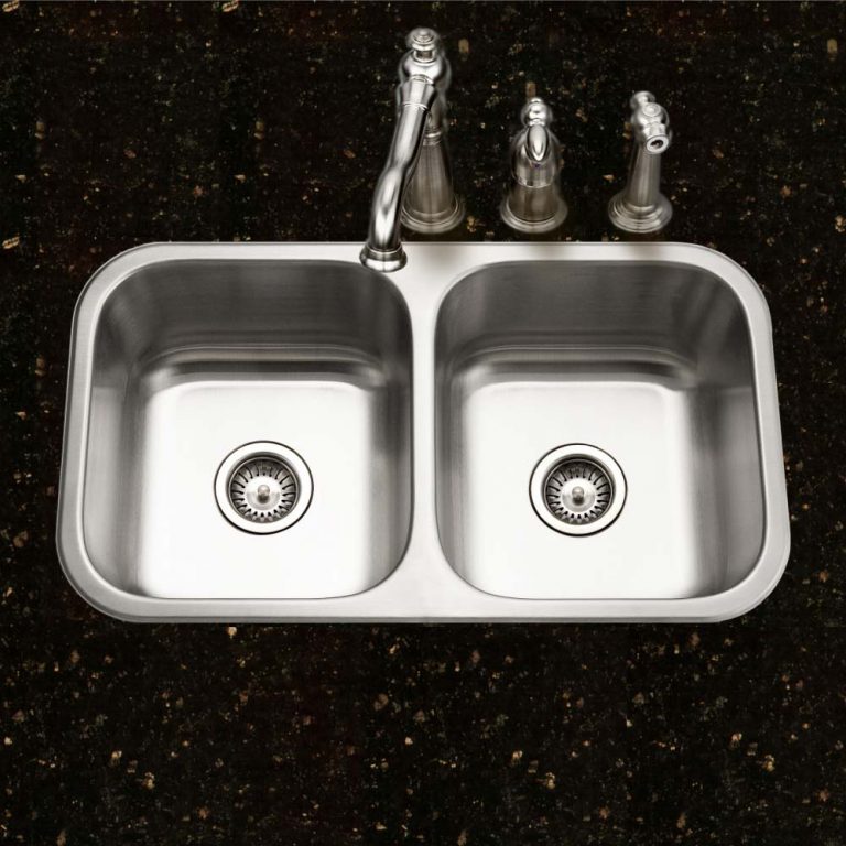 Houzer Belleo 32" Stainless Steel Drop-in Topmount 50/50 Double Bowl Kitchen Sink with Strainers & Grids