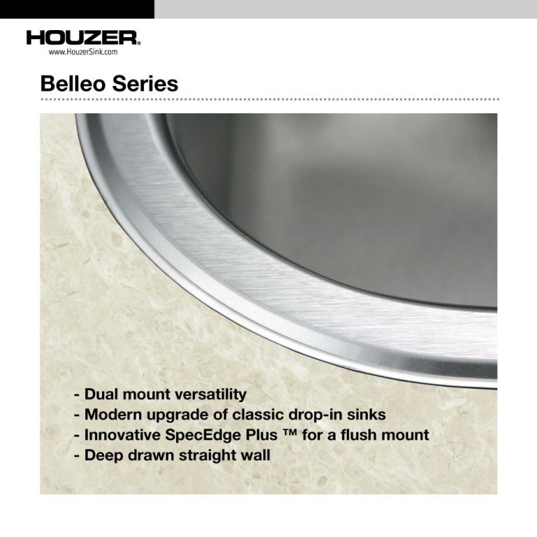 Houzer Belleo 32" Stainless Steel Drop-in Topmount 50/50 Double Bowl Kitchen Sink with Strainers & Grids