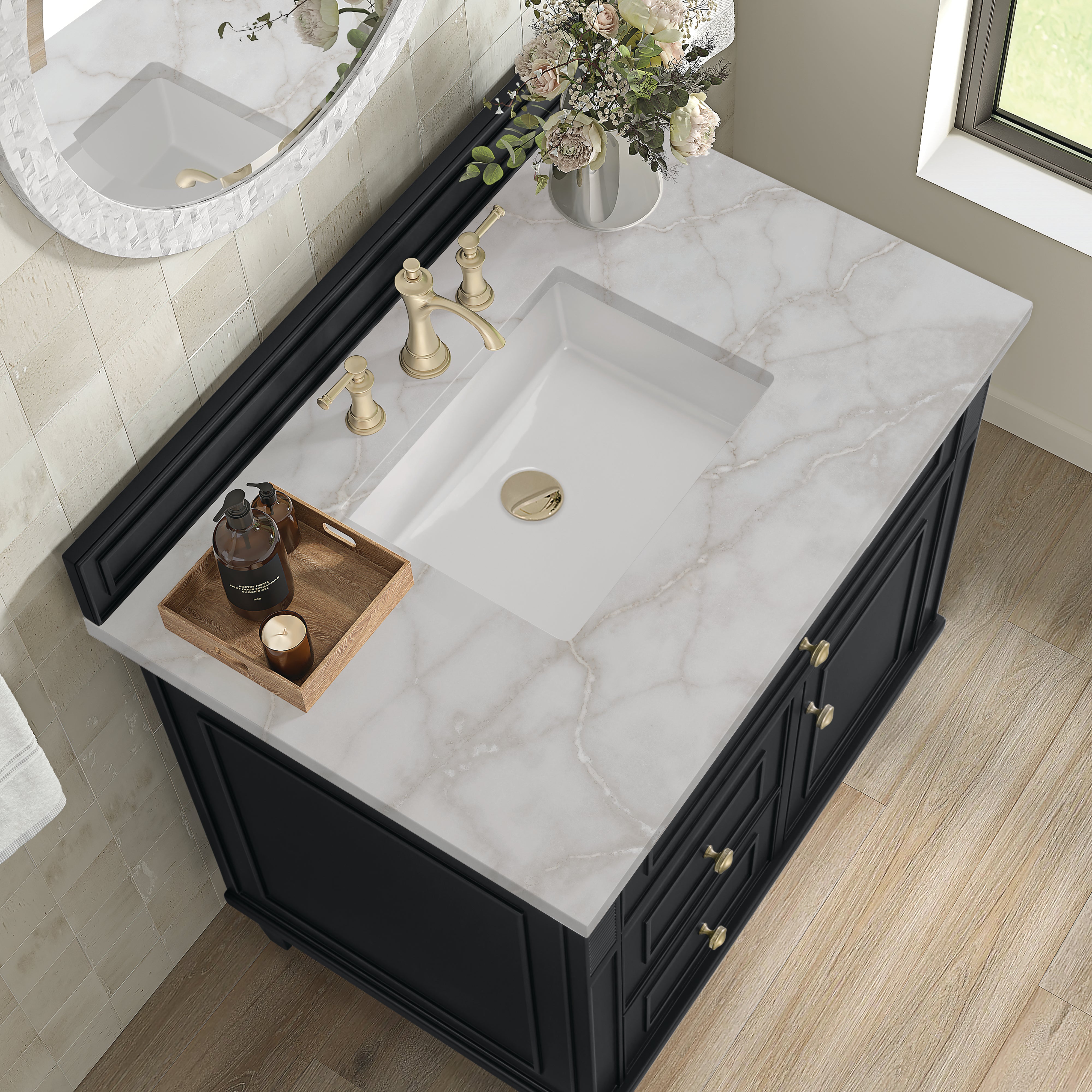 James Martin Lorelai 36" Single Vanity in Black Onyx with 3cm Countertop