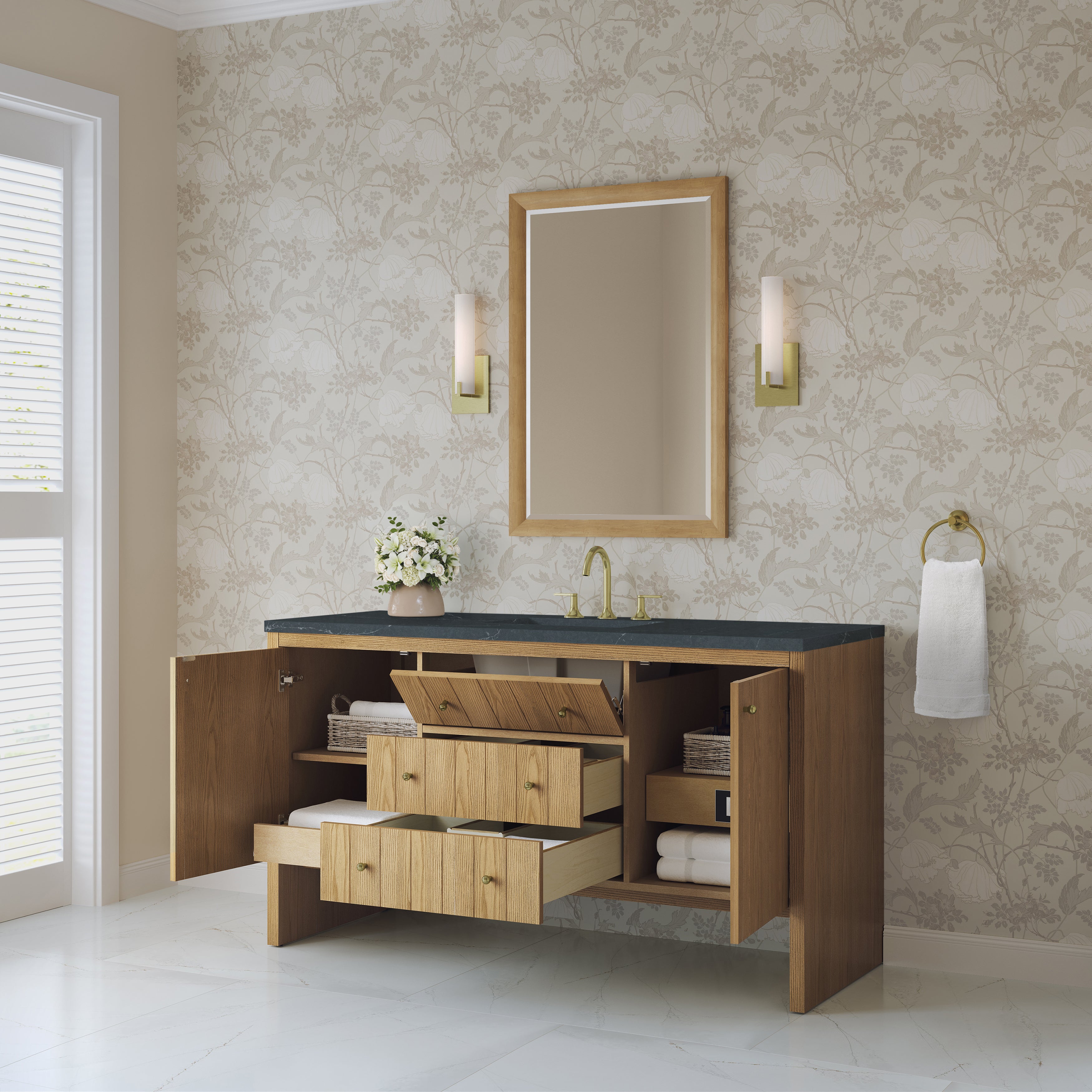 James Martin Hudson 60" Single Vanity in Light Natural Oak with 3cm Countertop
