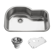 Houzer Belleo 32" Stainless Steel Drop-in Topmount Single Bowl Offset Kitchen Sink with Strainer & Grid