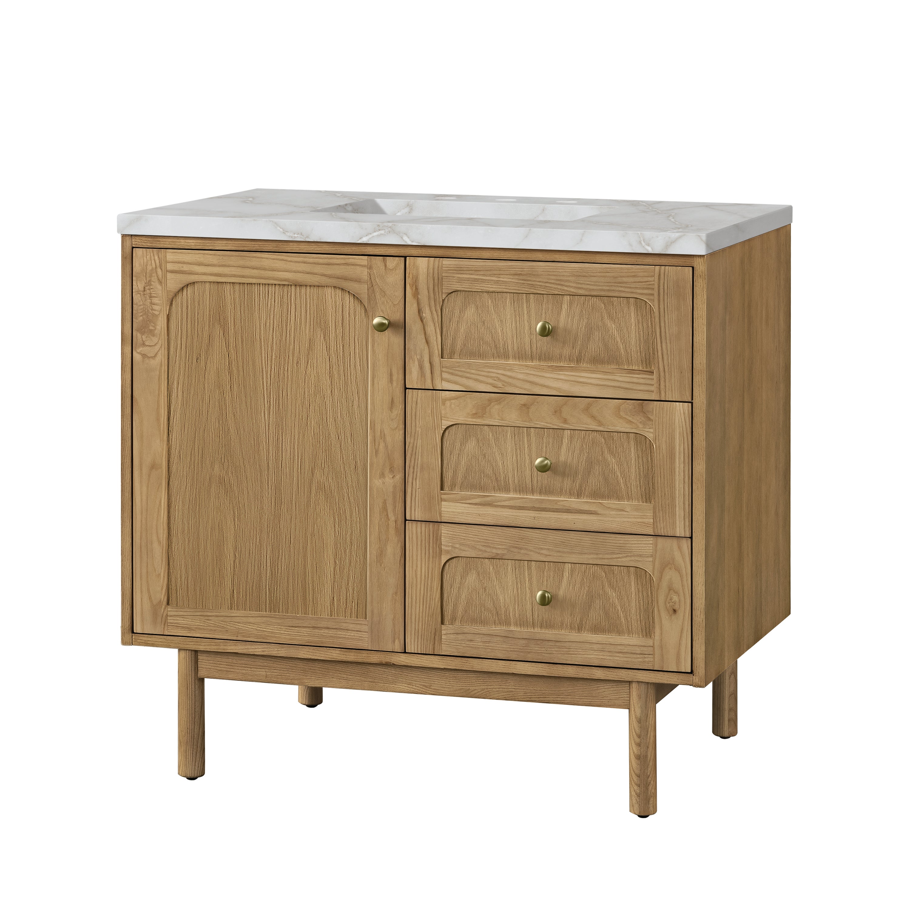 James Martin Laurent 36" Single Vanity in Light Natural Oak with 3cm Countertop