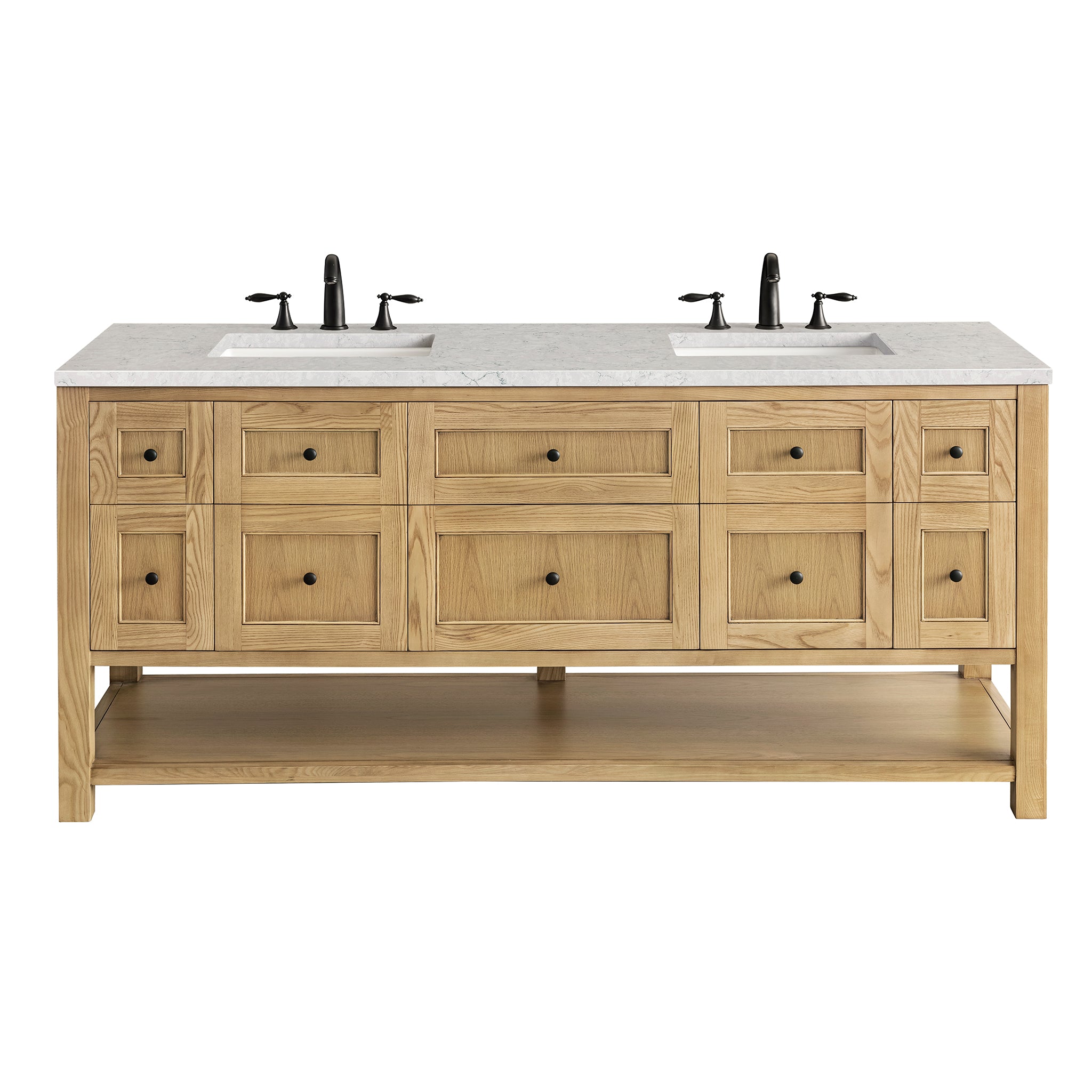 James Martin Breckenridge 72" Double Vanity in Light Natural Oak with 3cm Countertop and FreePower Wireless Charger