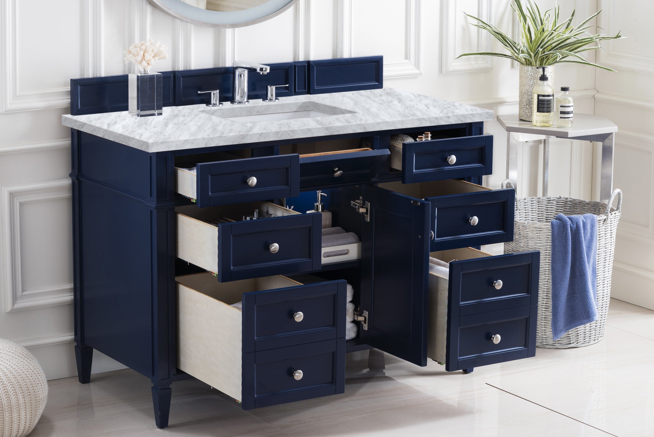 James Martin Brittany 48" Single Vanity in Victory Bleu with 3cm Countertop