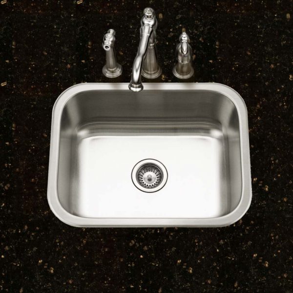 Houzer Belleo 23" Stainless Steel Drop-in Topmount Single Bowl Kitchen Sink with Strainer & Grid