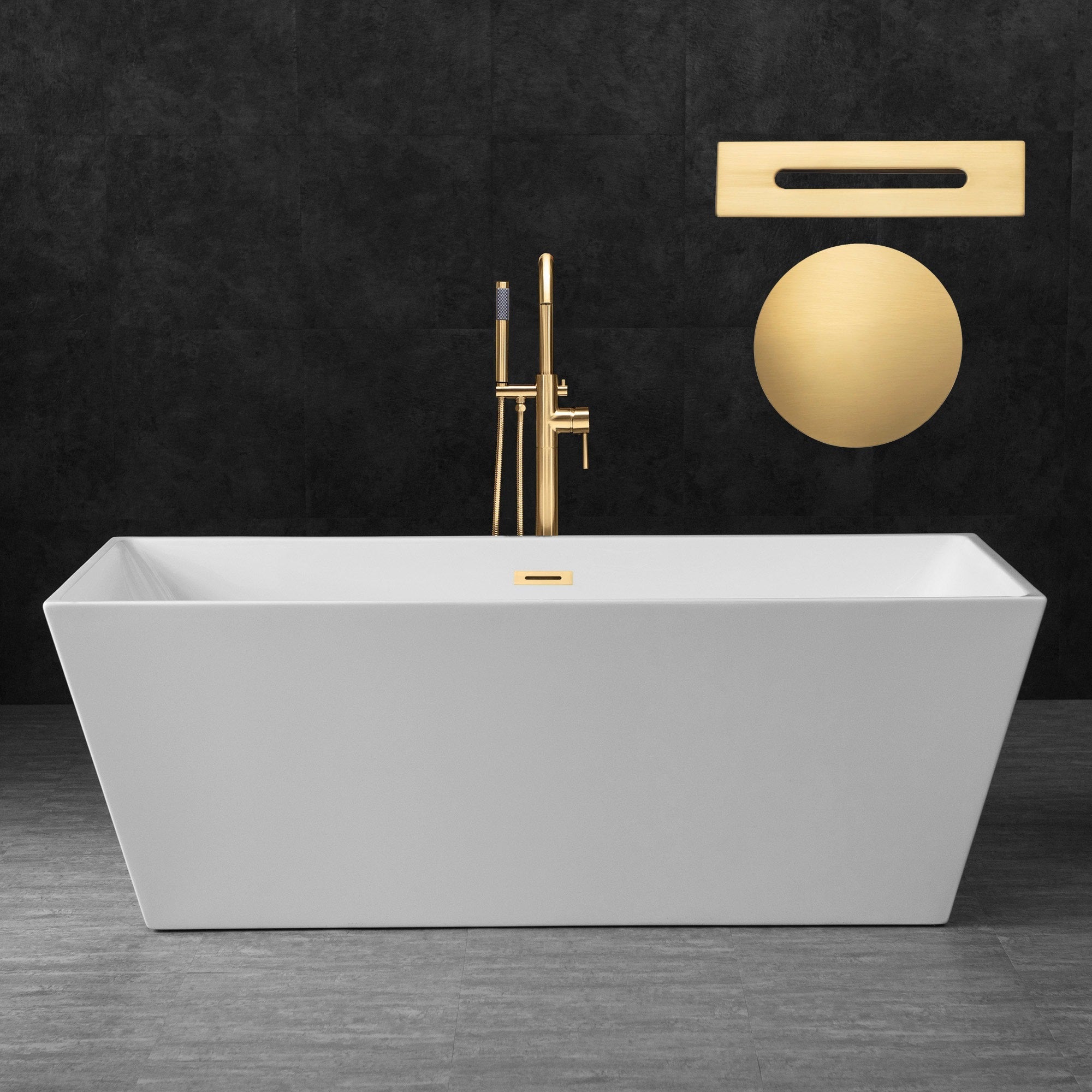 WOODBRIDGE 67" Acrylic Freestanding Bathtub Contemporary Soaking Tub with Drain & Overflow, B0003