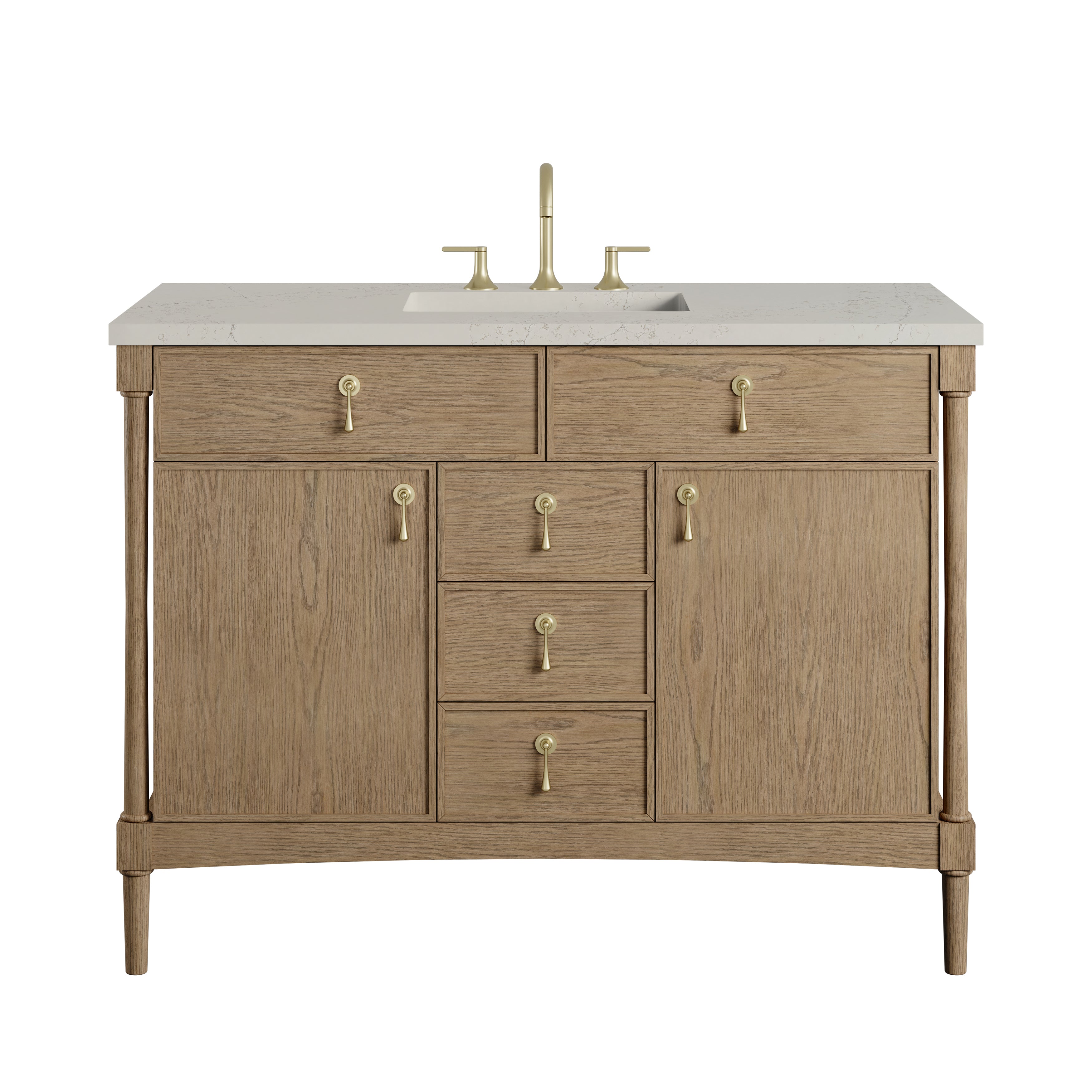 James Martin Kinnsden 48" Single Vanity in Weathered Oak with 3cm Countertop and FreePower Wireless Charger