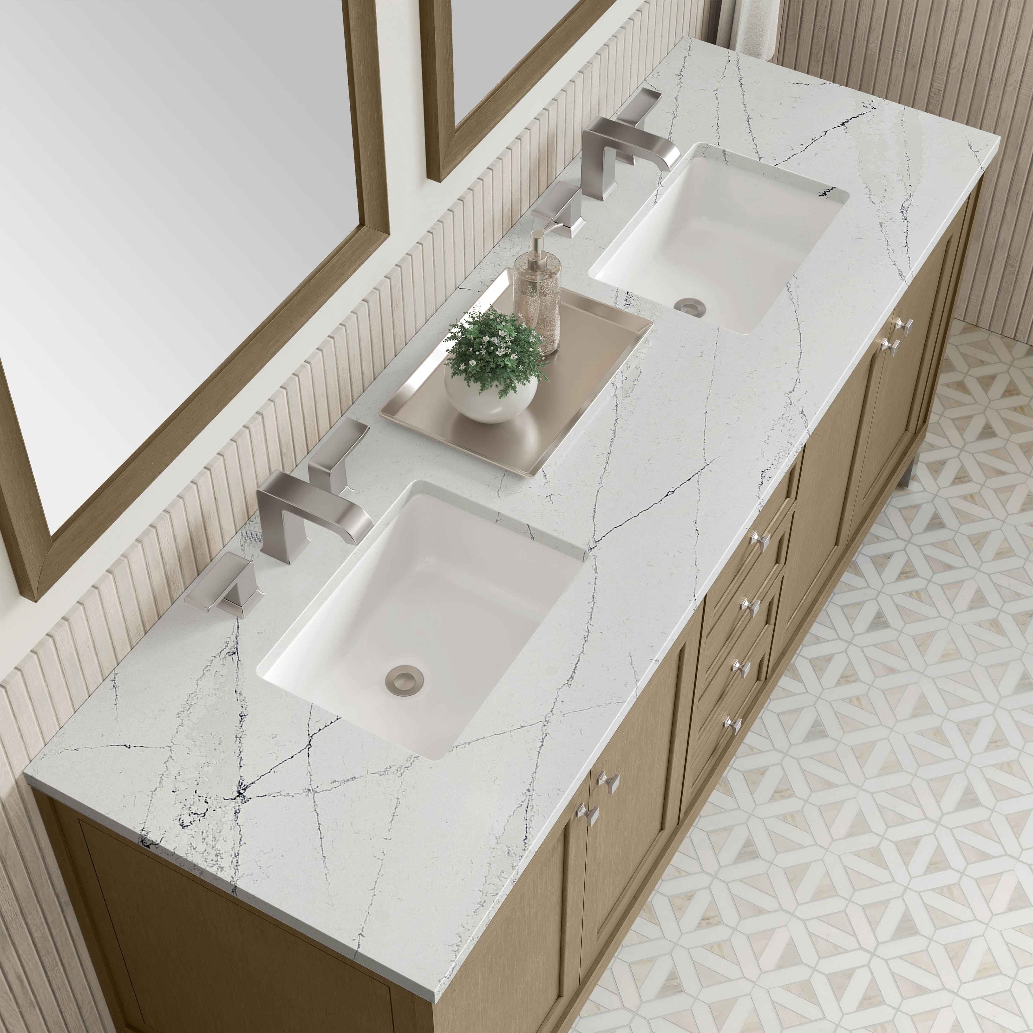 James Martin Chicago 72" Double Vanity in Walnut Whisper with 3cm Countertop