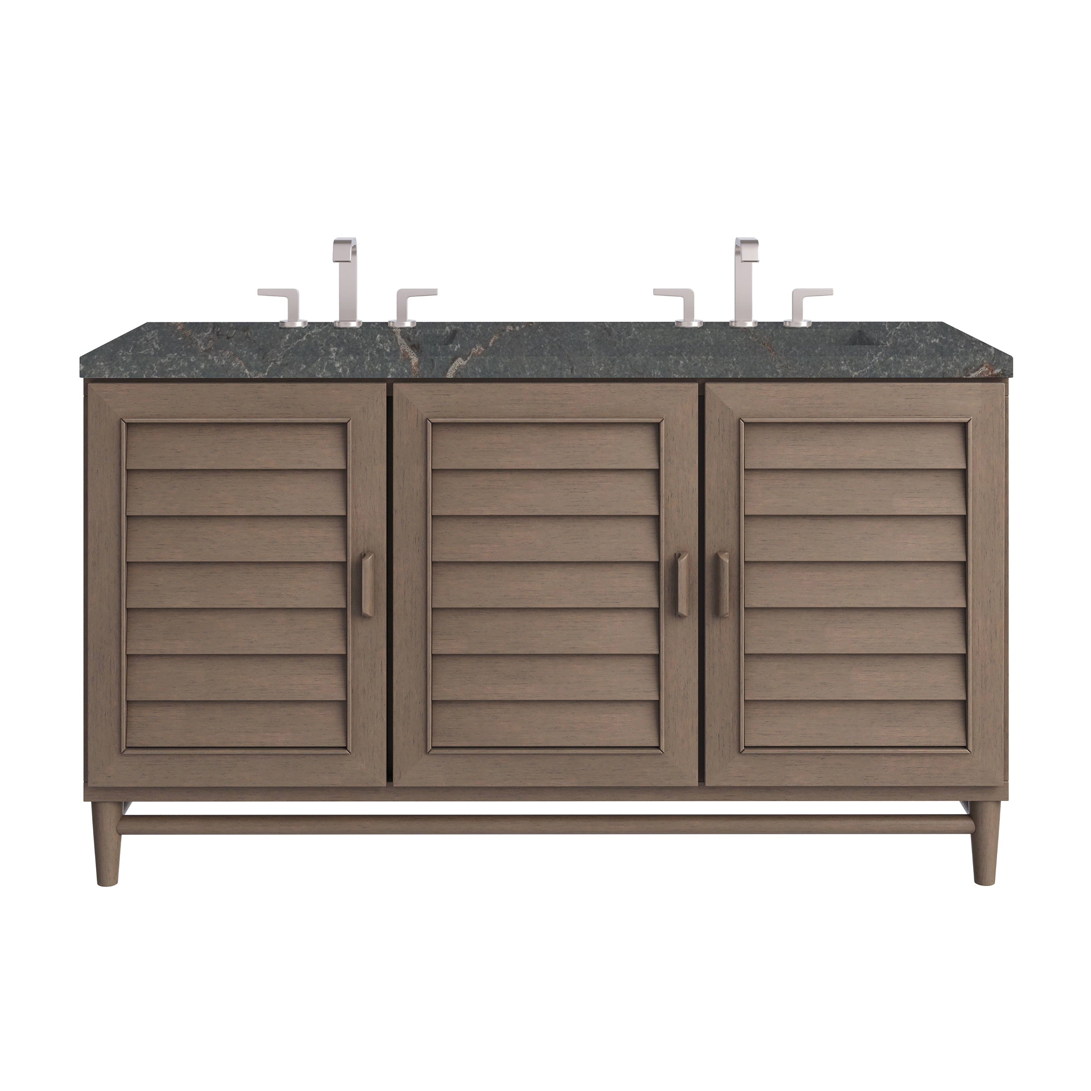 James Martin Portland 60" Double Vanity in Whitewashed Walnut with 3cm Countertop and FreePower Wireless Charger