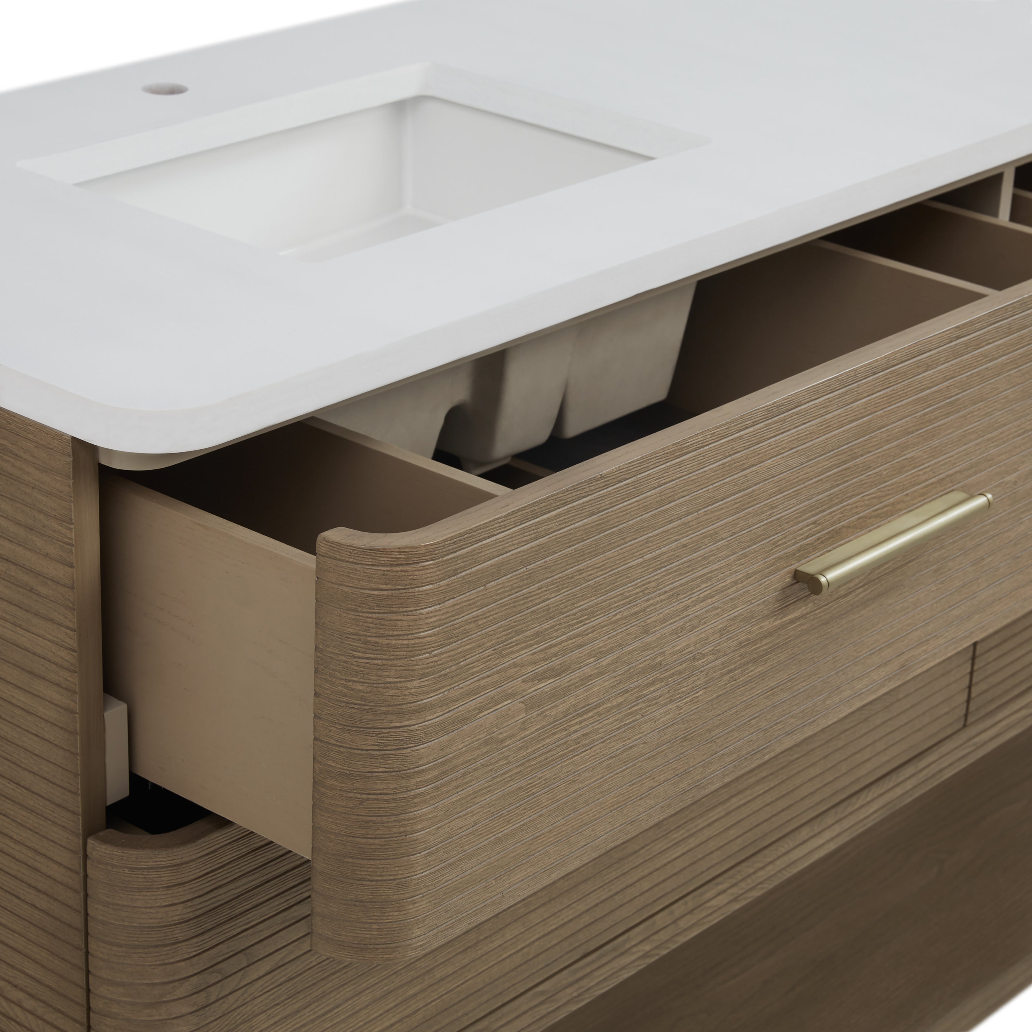 James Martin Lucian 72" Double Vanity in Pebble Oak with 3cm Countertop
