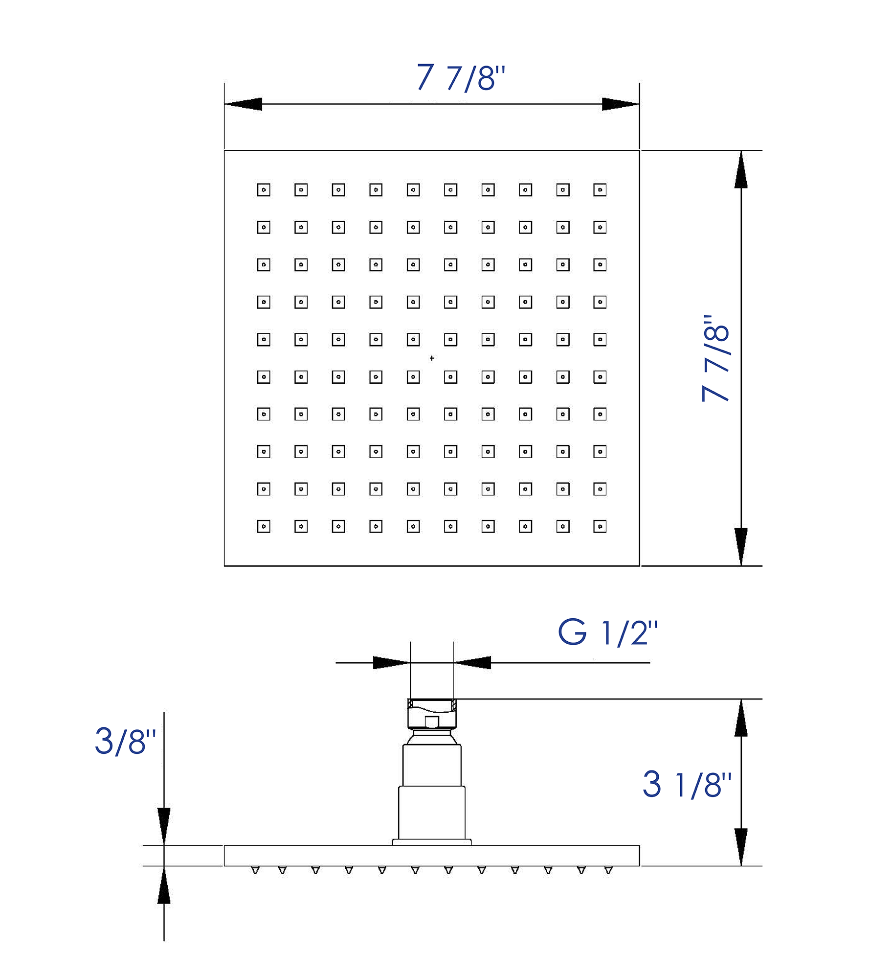 ALFI brand LED8S 8" Square Multi Color LED Rain Shower Head