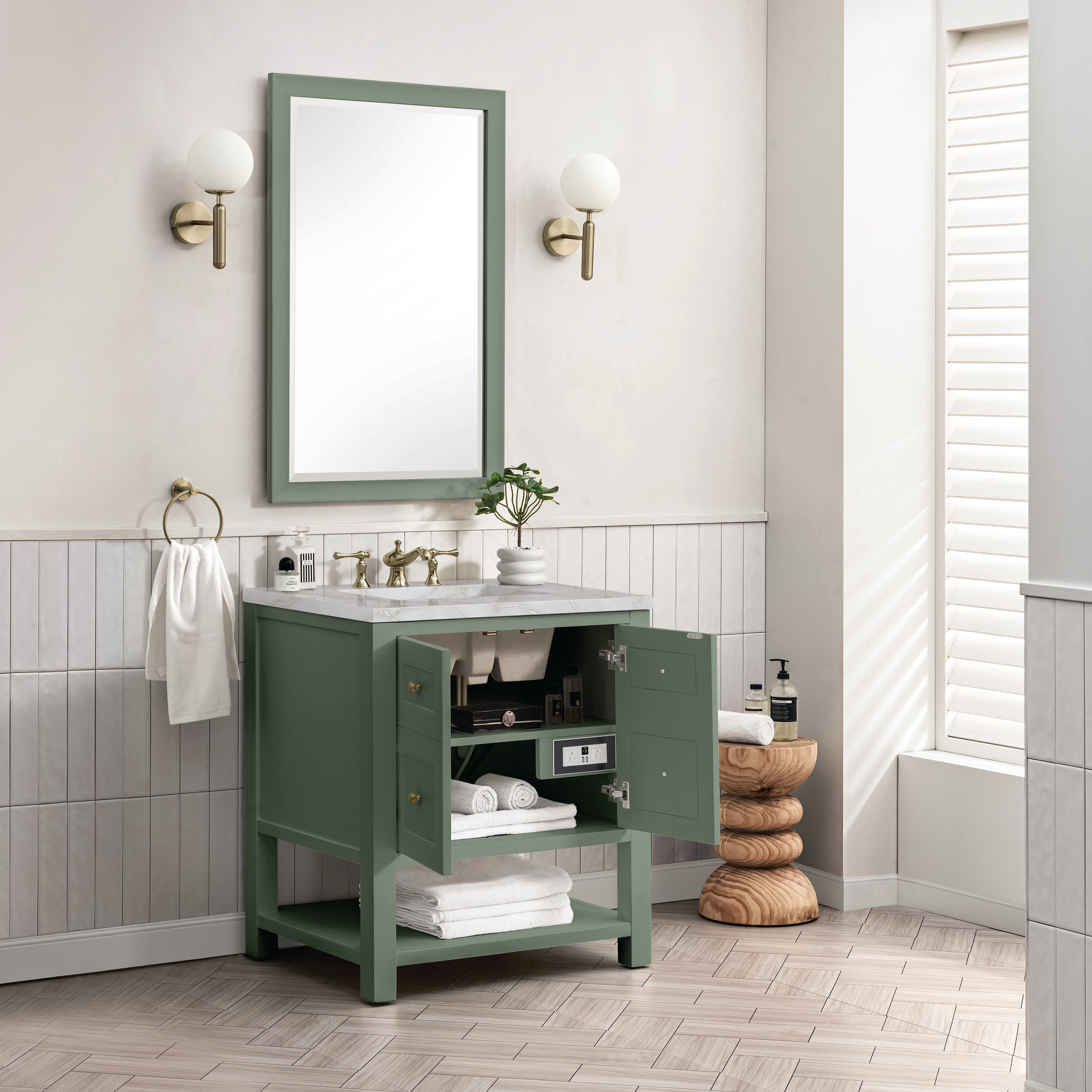 James Martin Breckenridge 30" Single Vanity in Smokey Celadon with 3cm Countertop