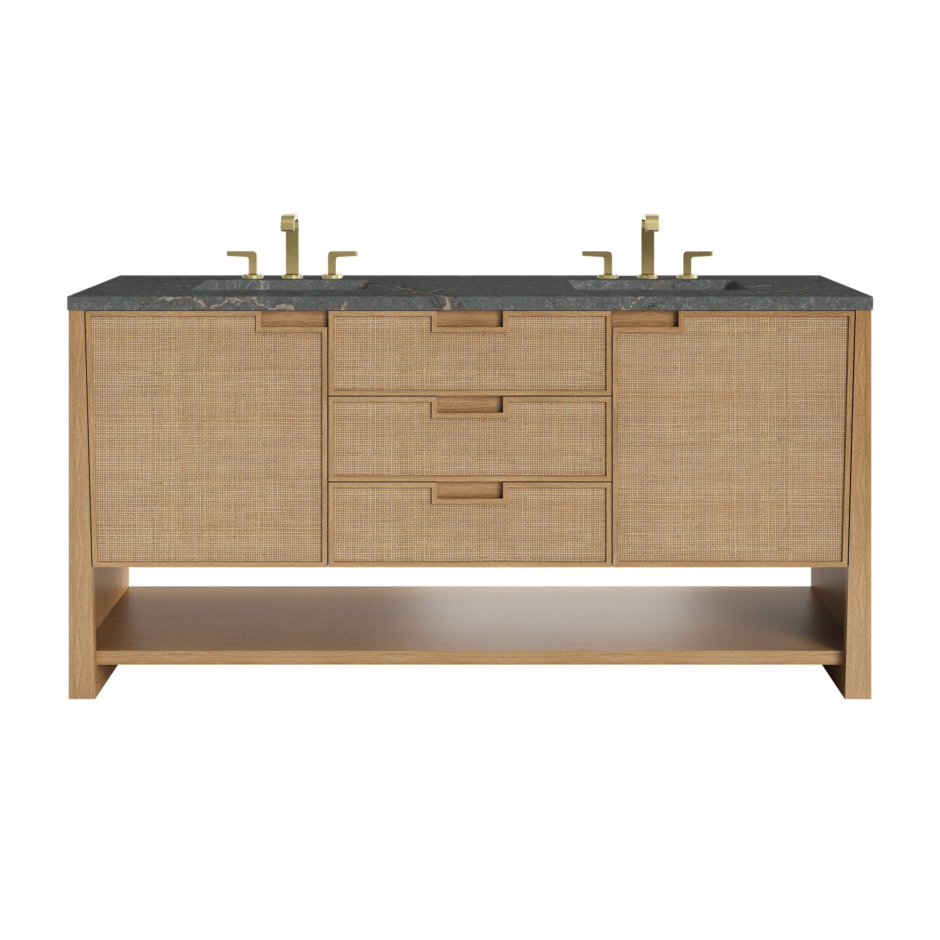 James Martin Solene 72" Double Vanity in Seaside Oak with 3cm Countertop and FreePower Wireless Charger