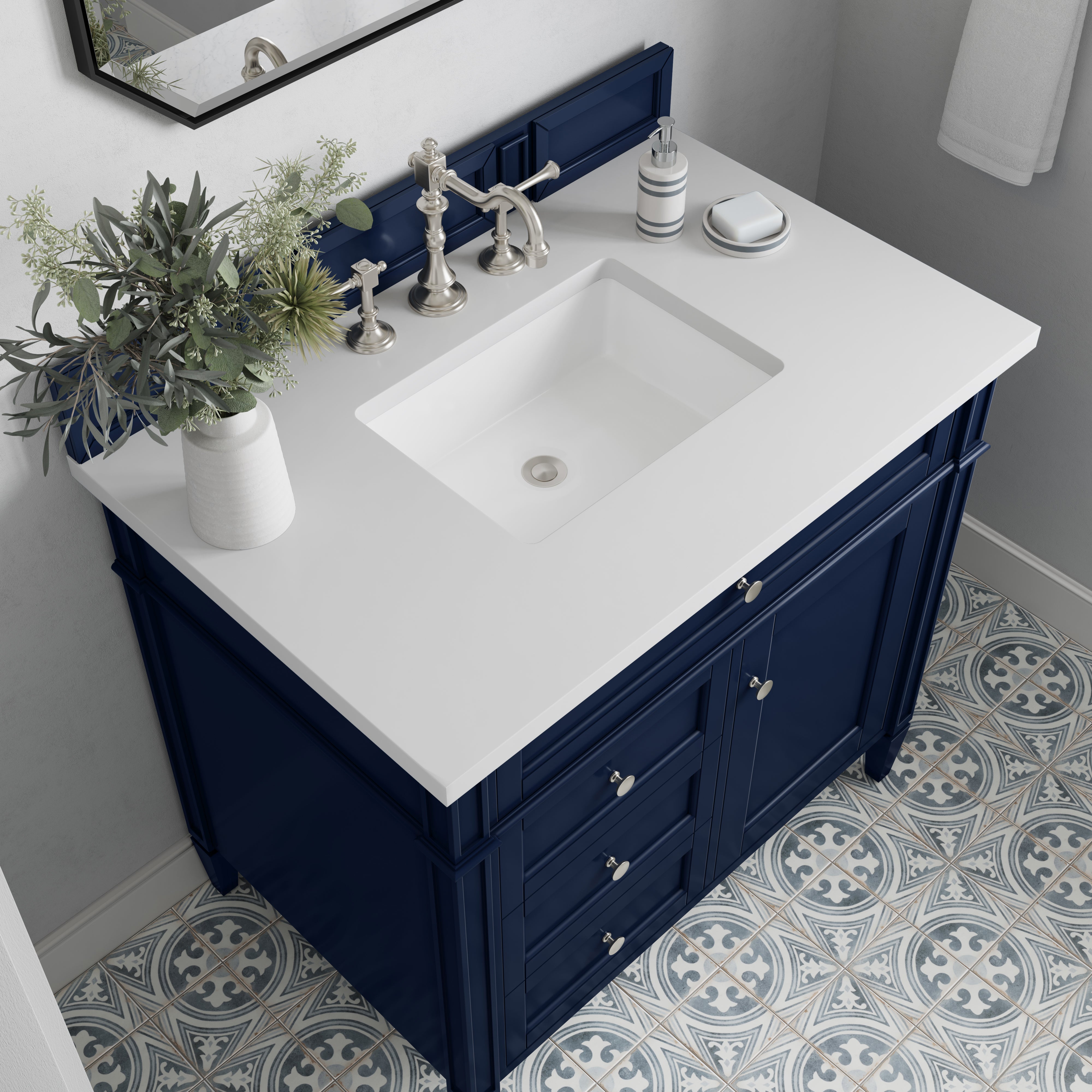 James Martin Brittany 36" Single Vanity in Victory Bleu with 3cm Countertop