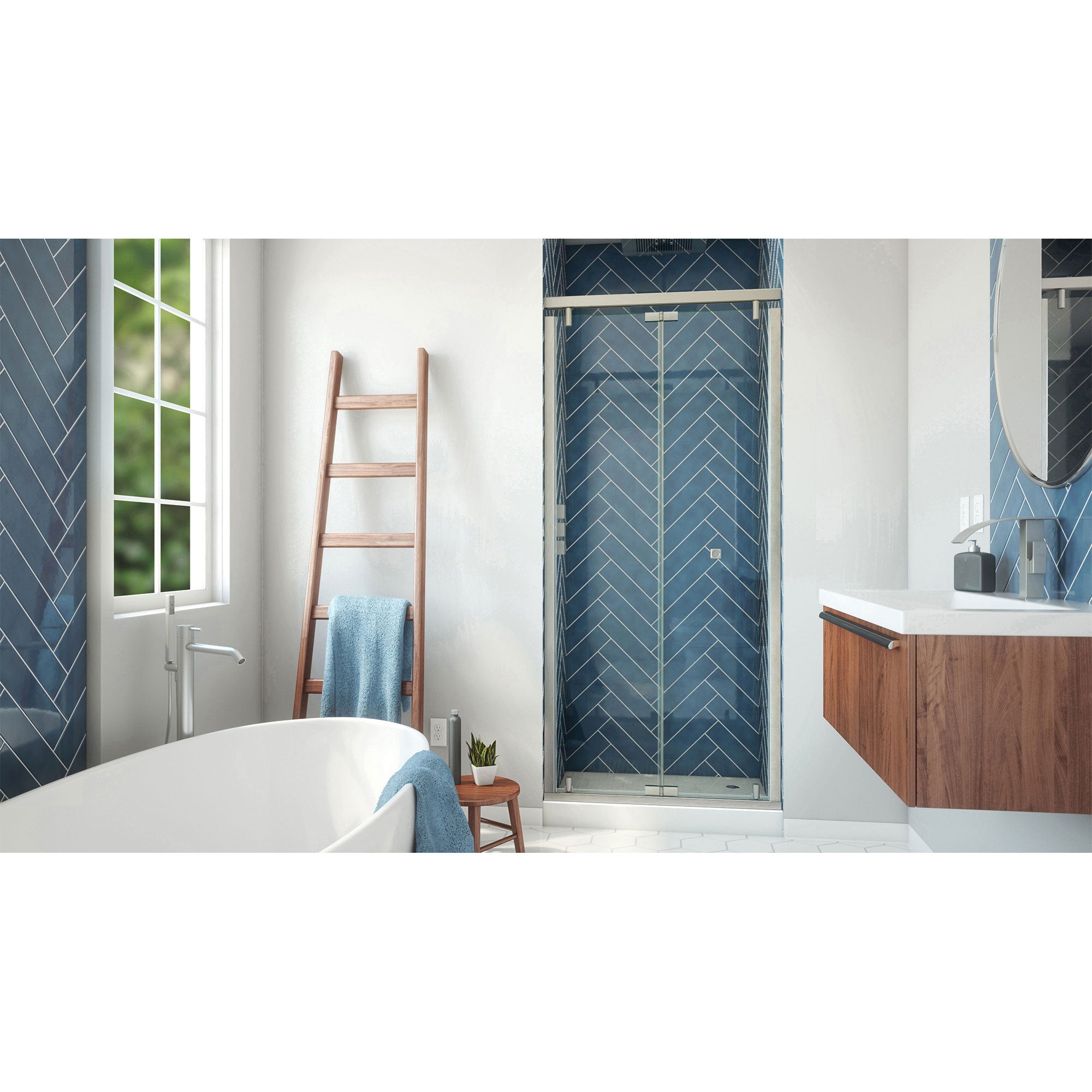 DreamLine Butterfly-S 34 - 35 1/2 inch W x 73 7/8 inch H Semi-Frameless Sliding Bi-fold Shower Door
