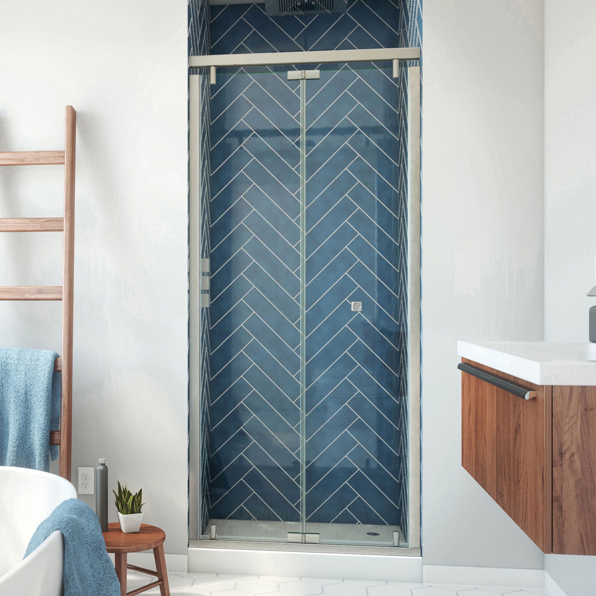 DreamLine Butterfly-S 34 - 35 1/2 inch W x 73 7/8 inch H Semi-Frameless Sliding Bi-fold Shower Door