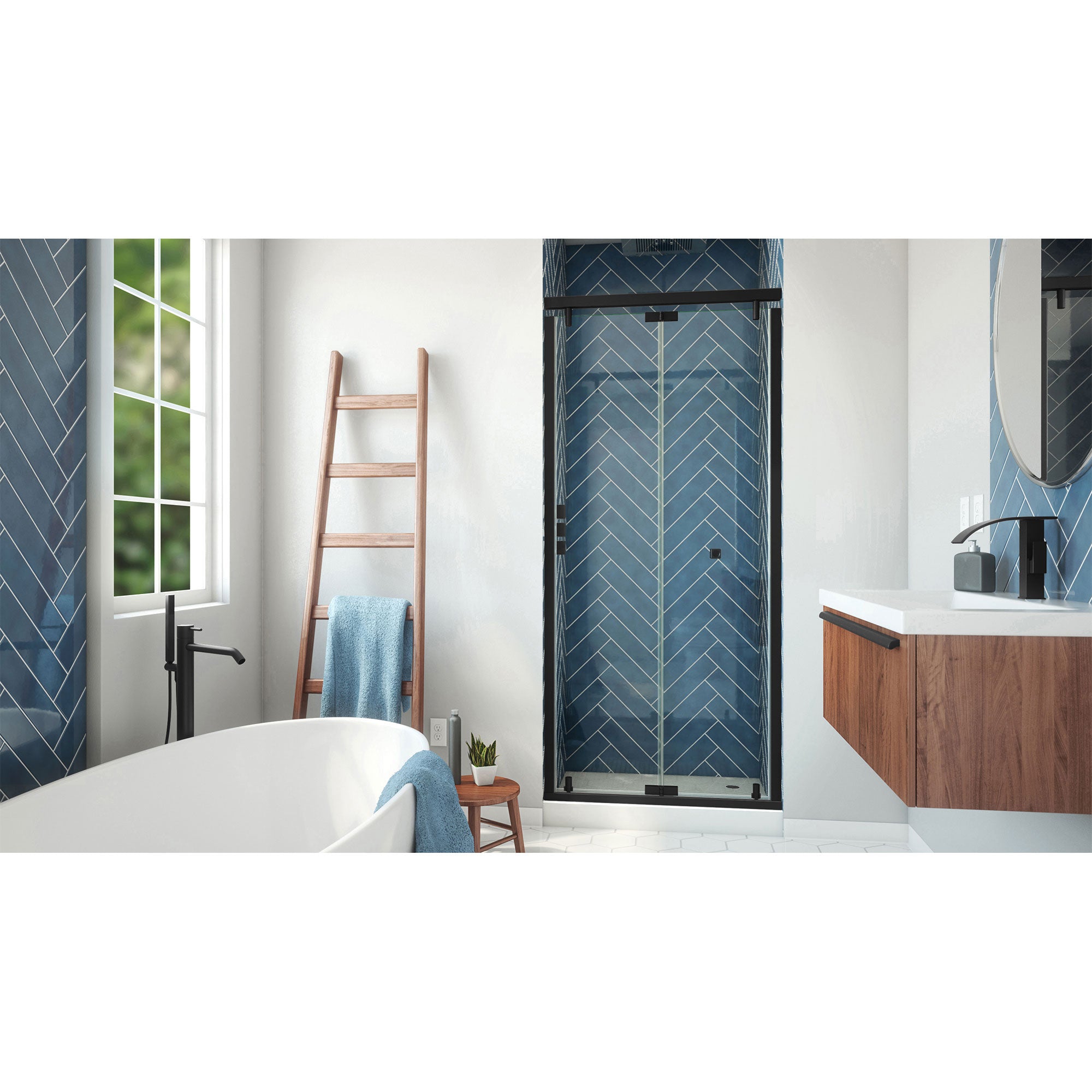 DreamLine Butterfly-S 34 - 35 1/2 inch W x 73 7/8 inch H Semi-Frameless Sliding Bi-fold Shower Door