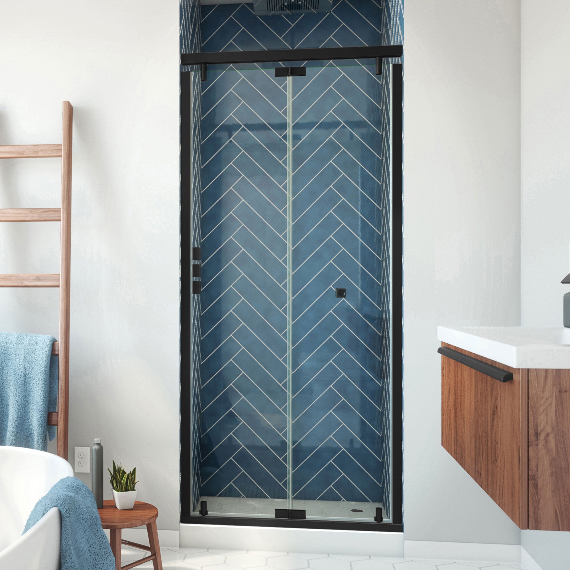 DreamLine Butterfly-S 34 - 35 1/2 inch W x 73 7/8 inch H Semi-Frameless Sliding Bi-fold Shower Door