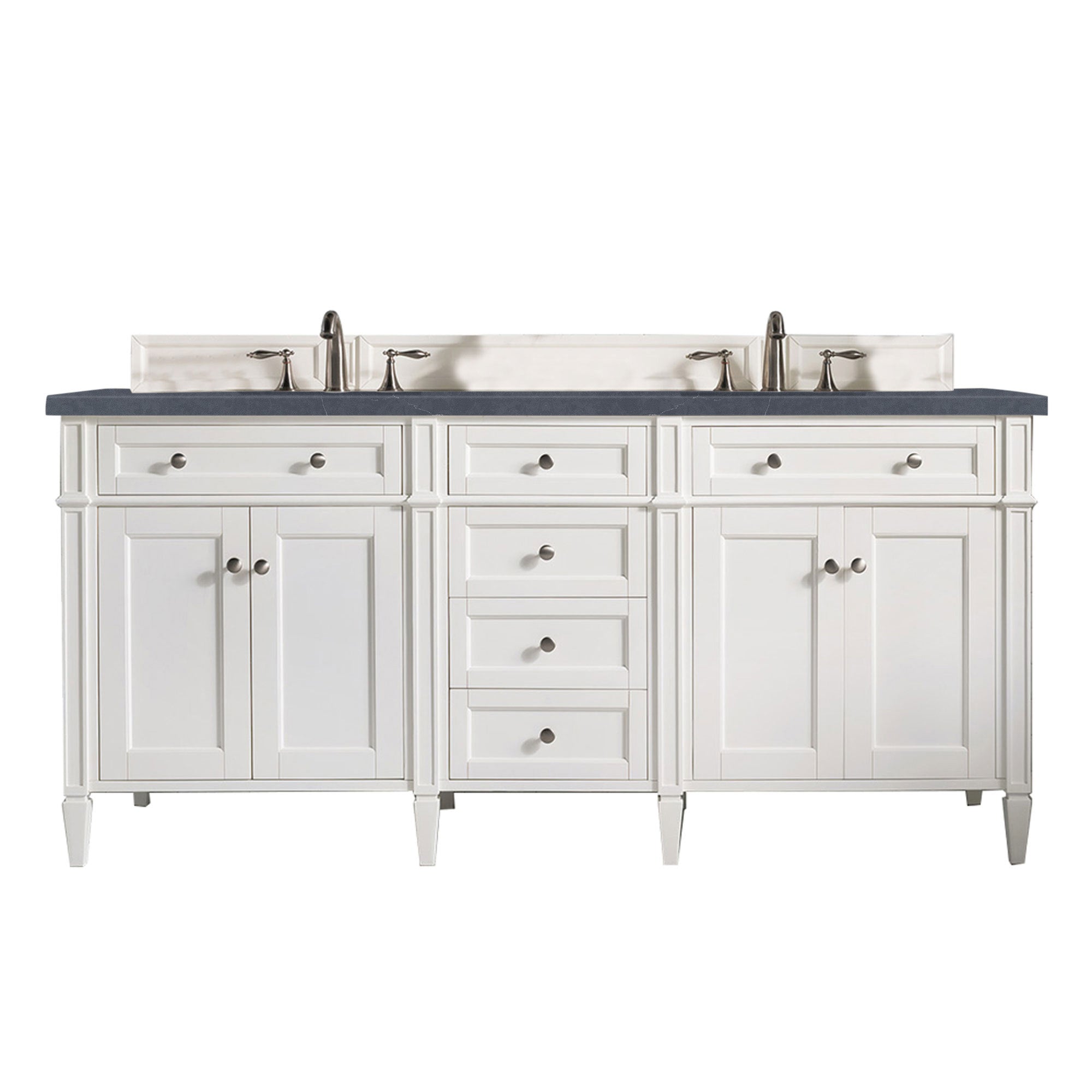 James Martin Brittany 72" Double Vanity in Bright White with 3cm Countertop