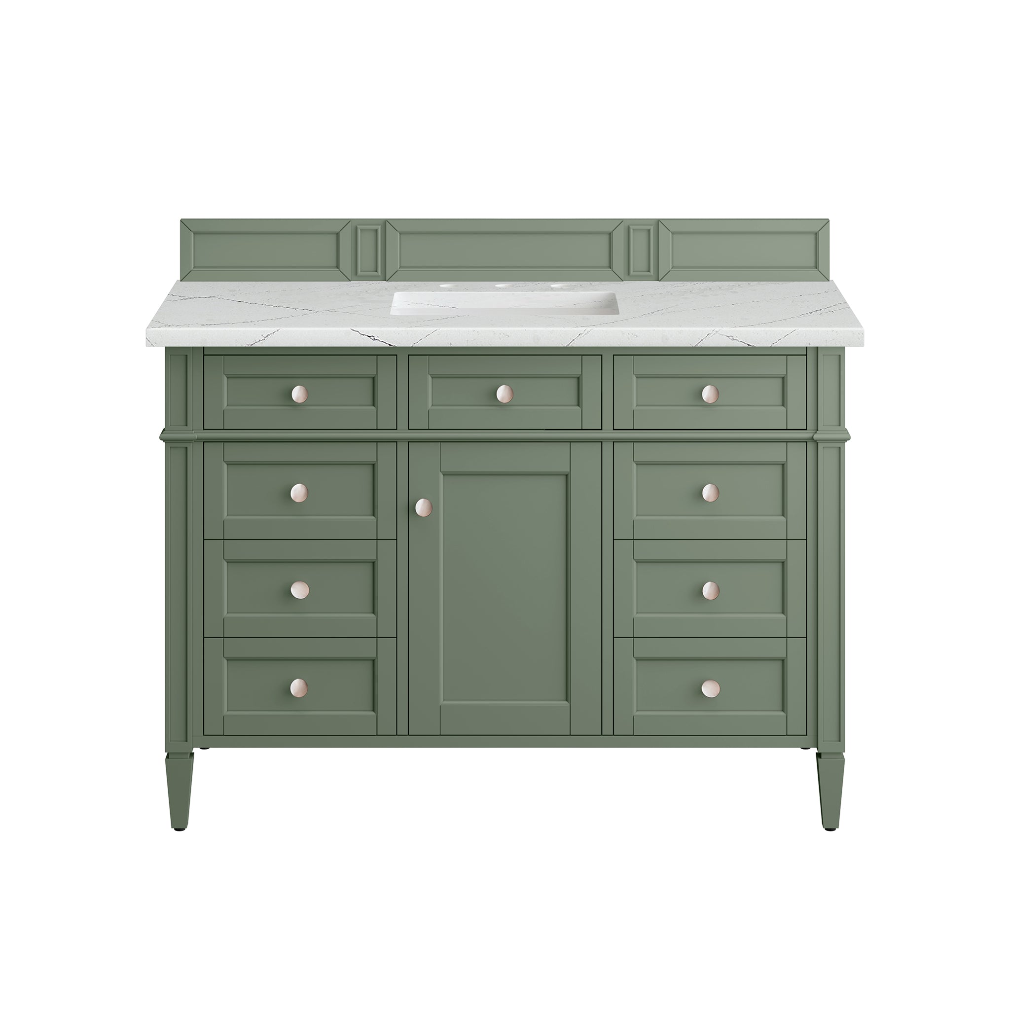 James Martin Brittany 48" Single Vanity in Smokey Celadon with 3cm Countertop and FreePower Wireless Charger
