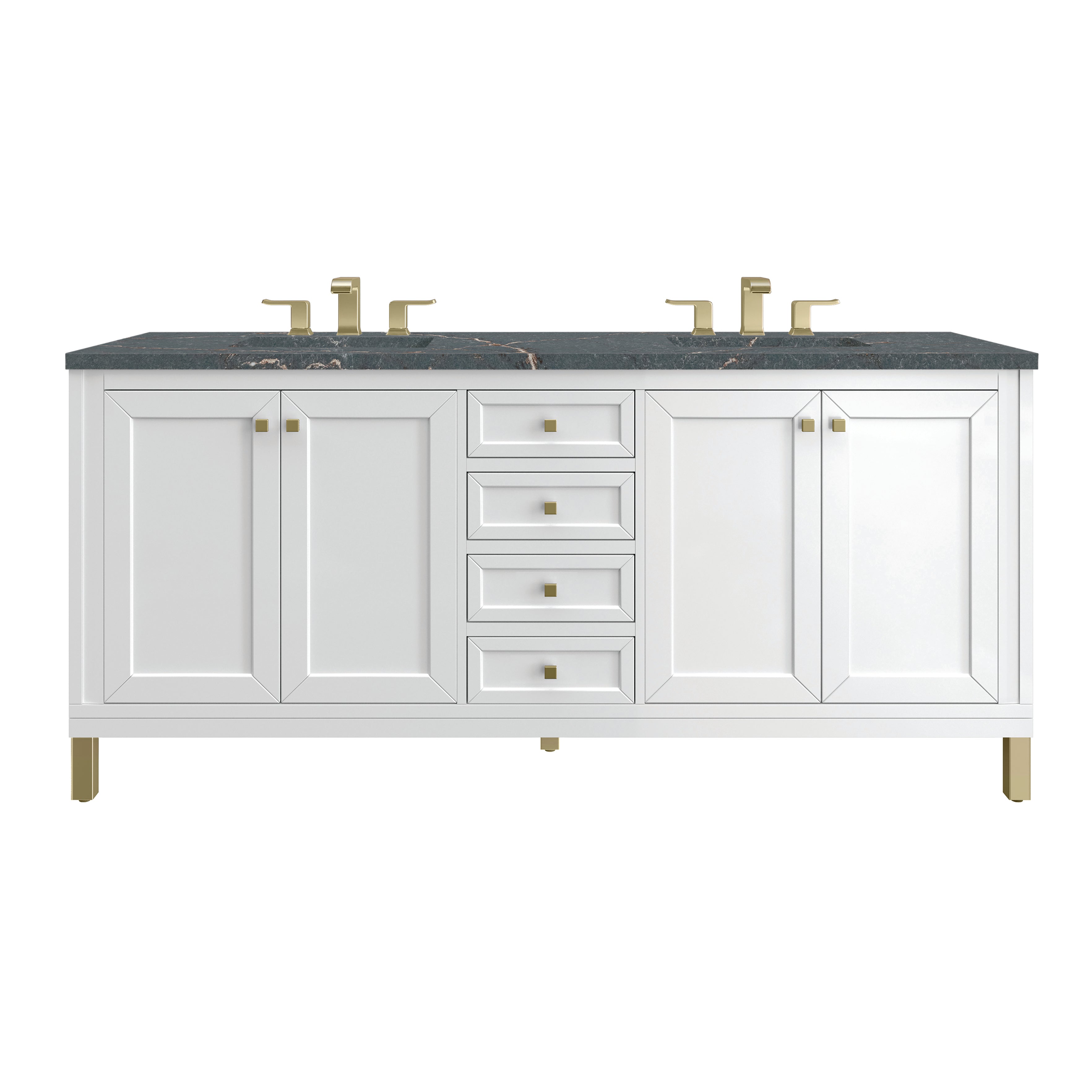 James Martin Chicago 72" Double Vanity in Glossy White with 3cm Countertop