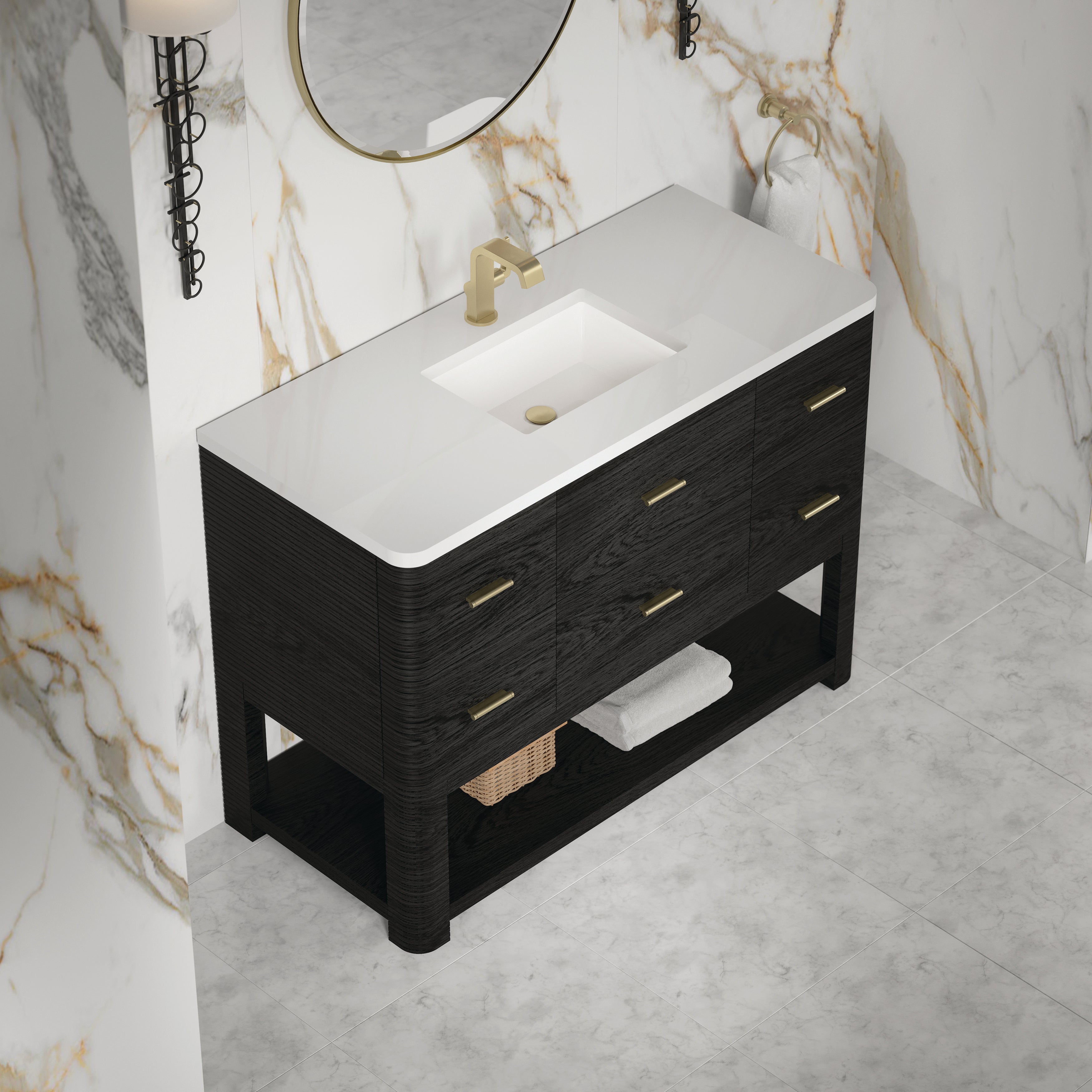 James Martin Lucian 48" Single Vanity in Carbon Oak with 3cm Countertop