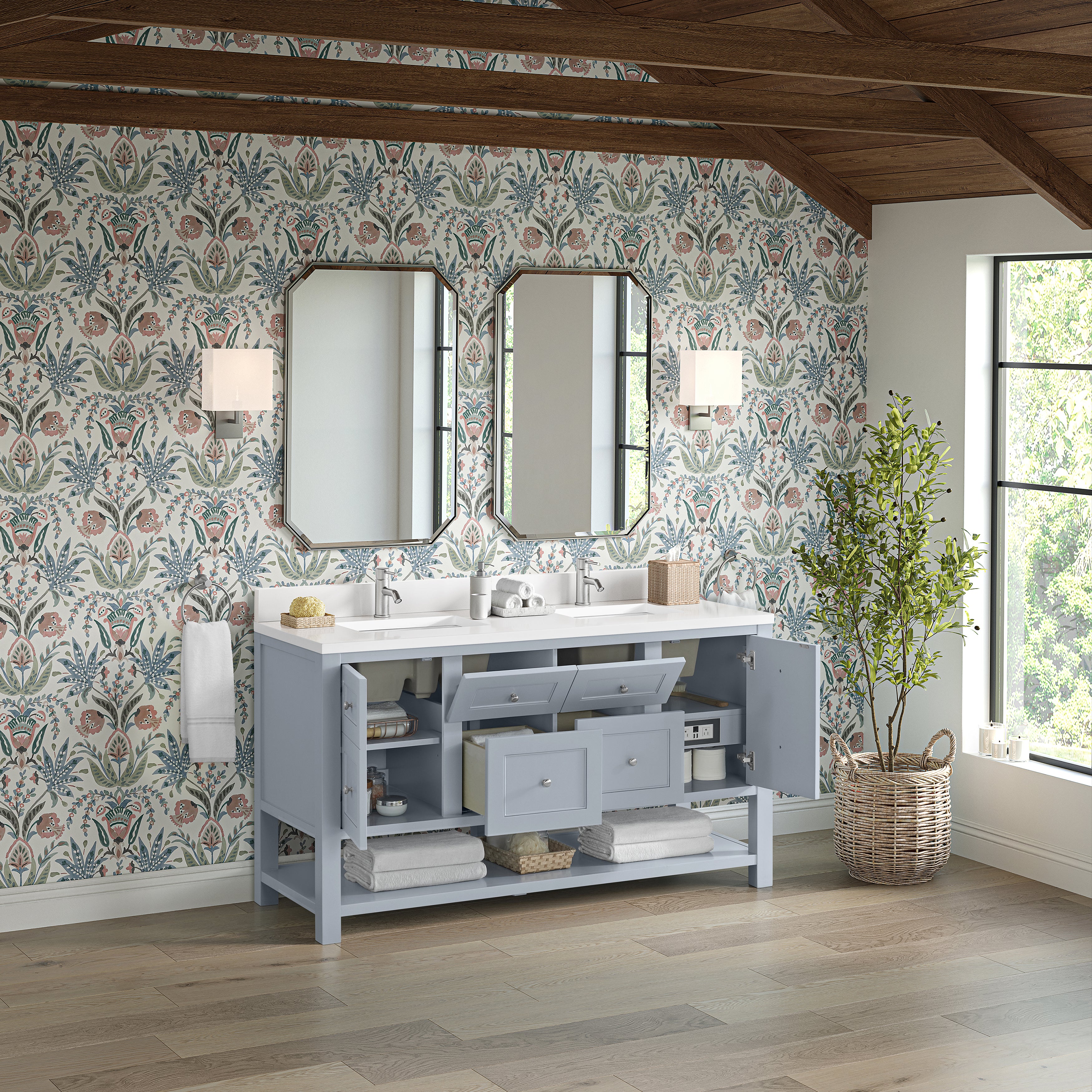 James Martin Breckenridge 60" Double Vanity in Serenity Blue with 3cm Countertop