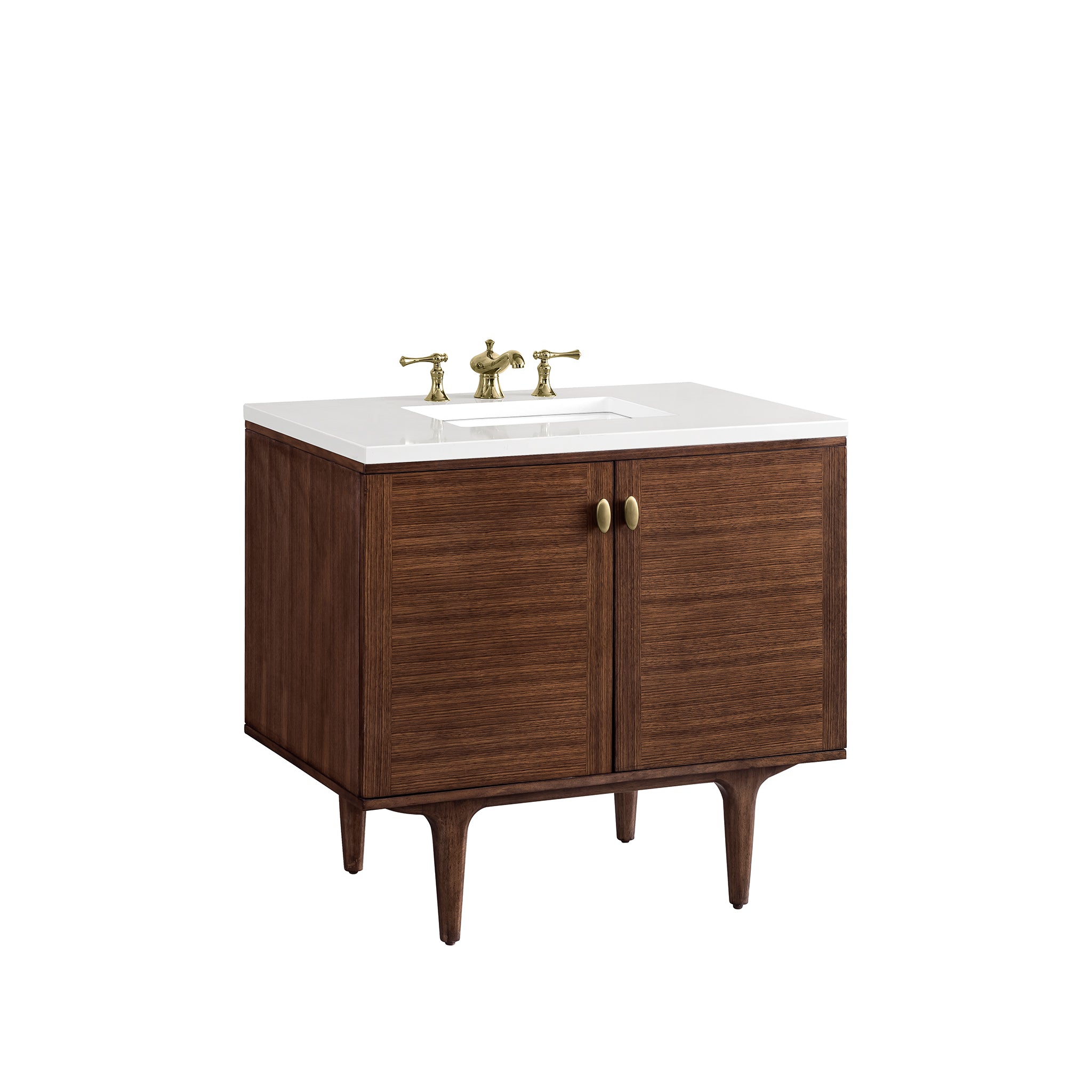 James Martin Amberly 36" Single Vanity in Mid-Century Walnut with 3cm Countertop