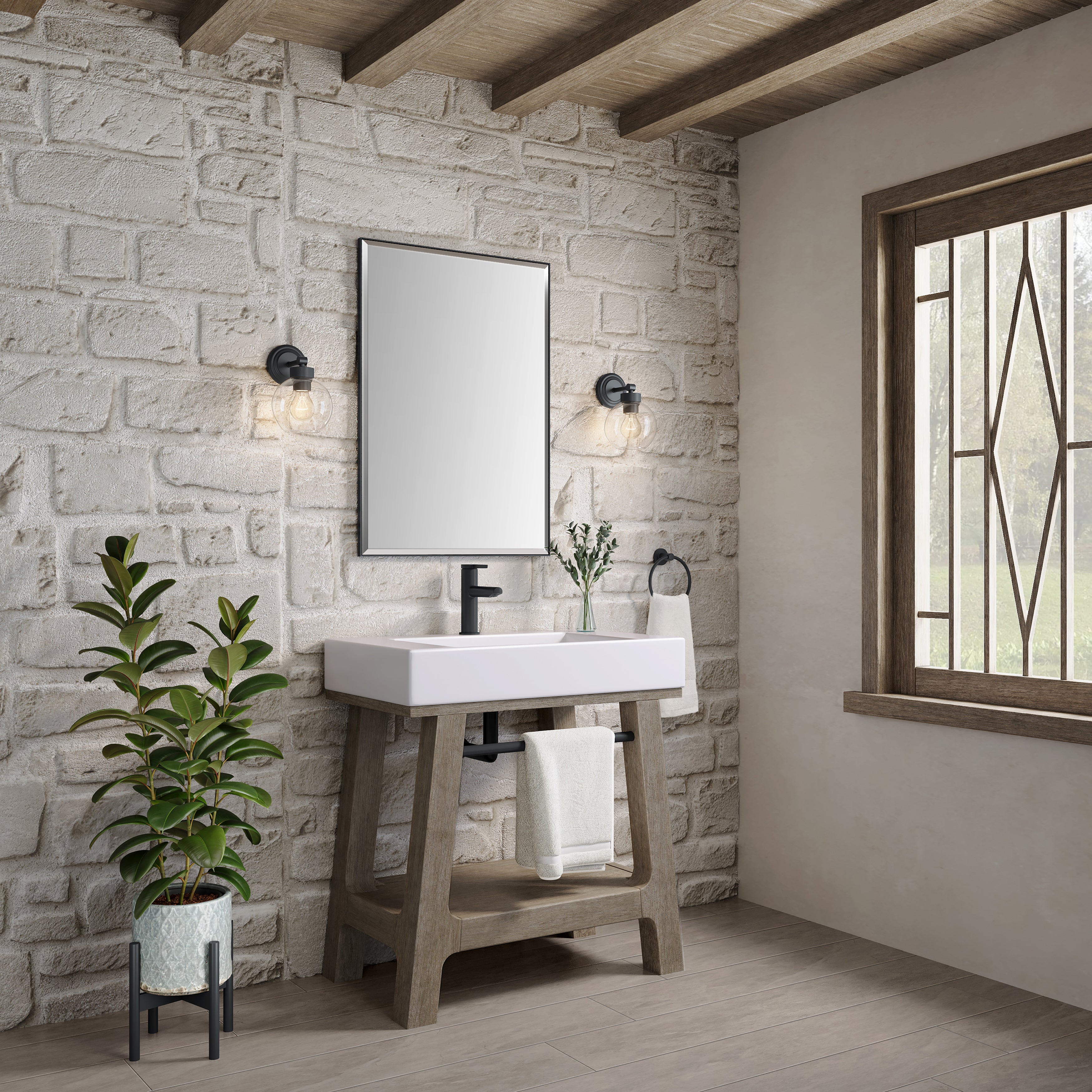 James Martin Auburn 31.5" Single Weathered Timber Sink Console