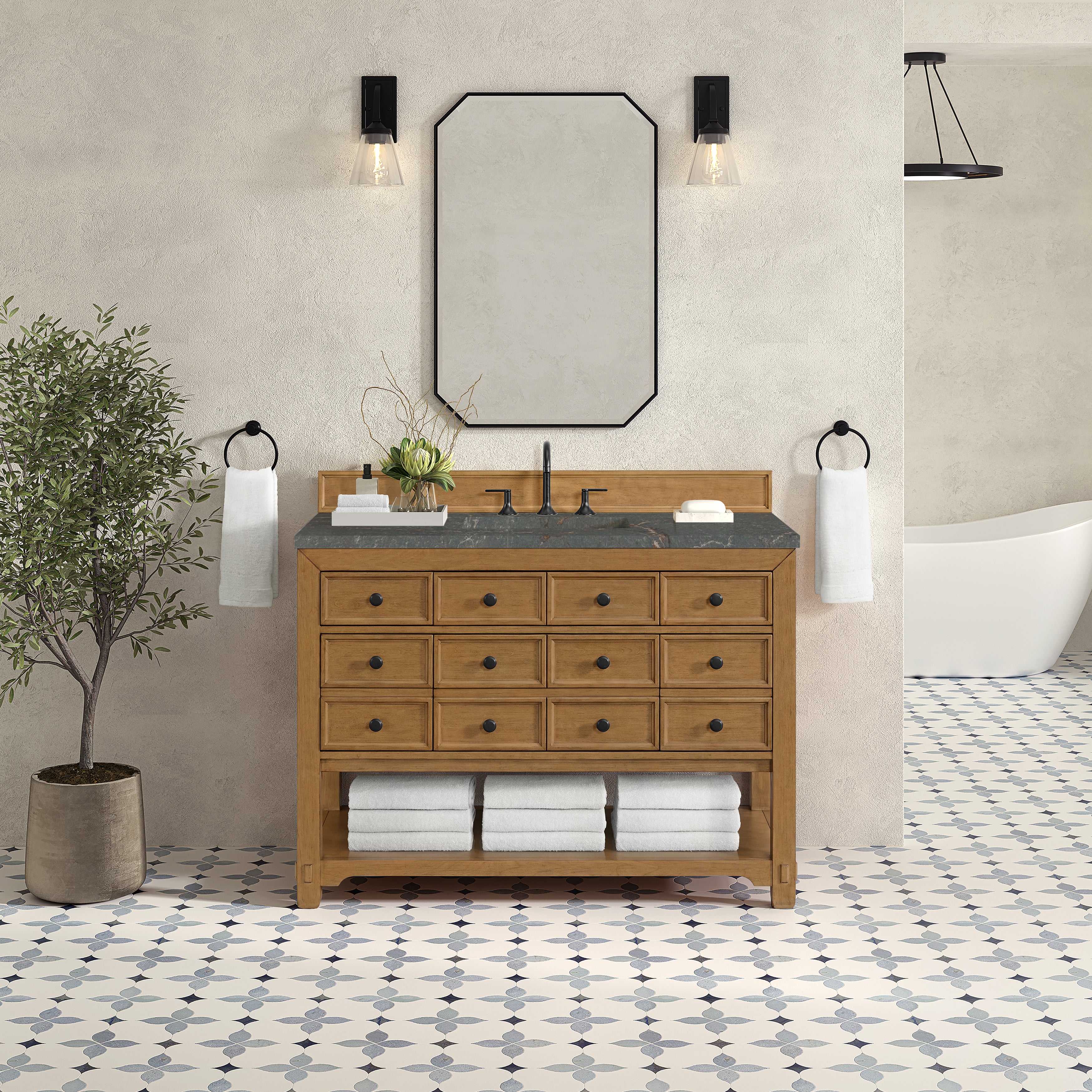 James Martin Malibu 48" Single Vanity in Amber Birch with 3cm Countertop