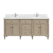 James Martin Lorelai 72" Double Vanity in Whitewashed Oak with 3cm Countertop