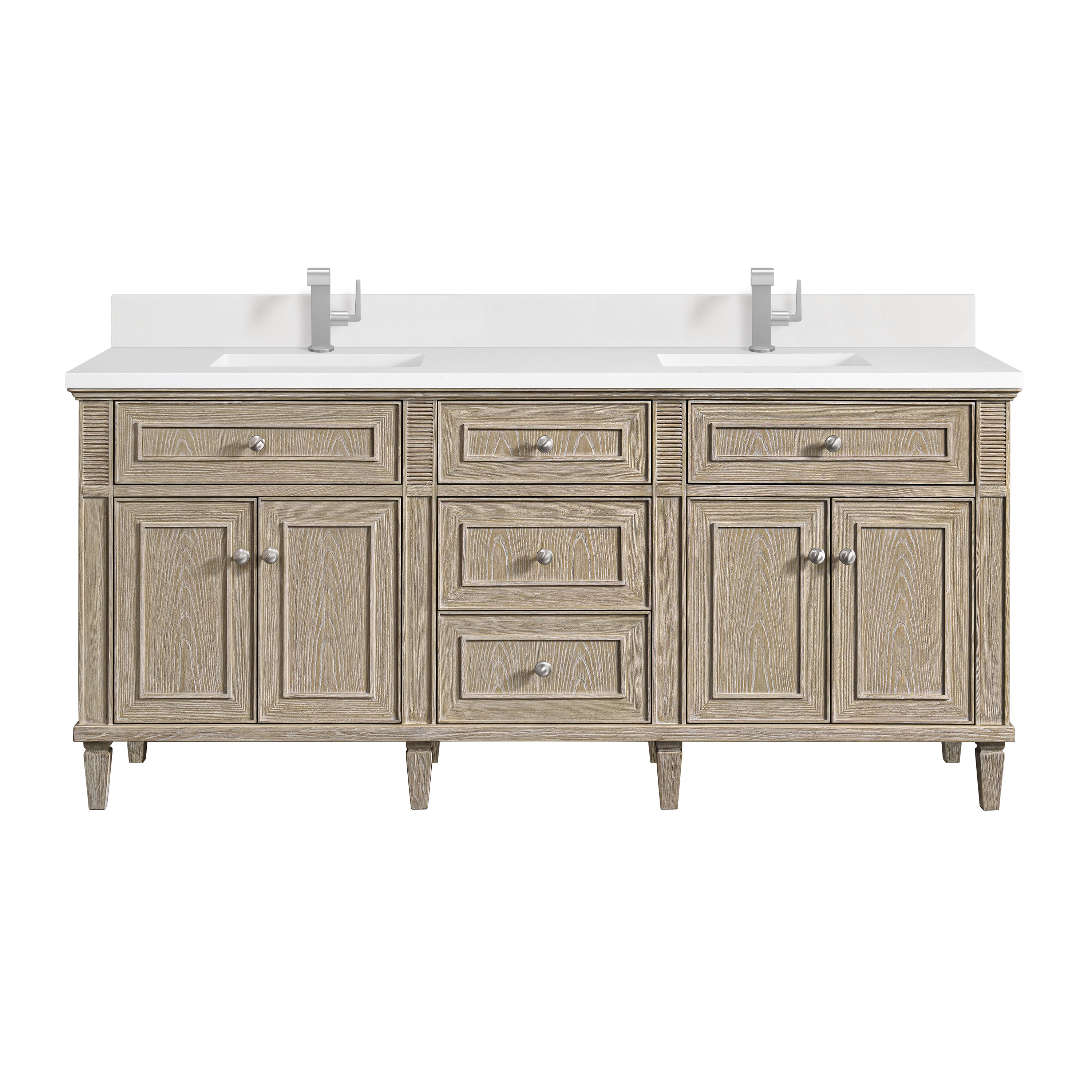 James Martin Lorelai 72" Double Vanity in Whitewashed Oak with 3cm Countertop
