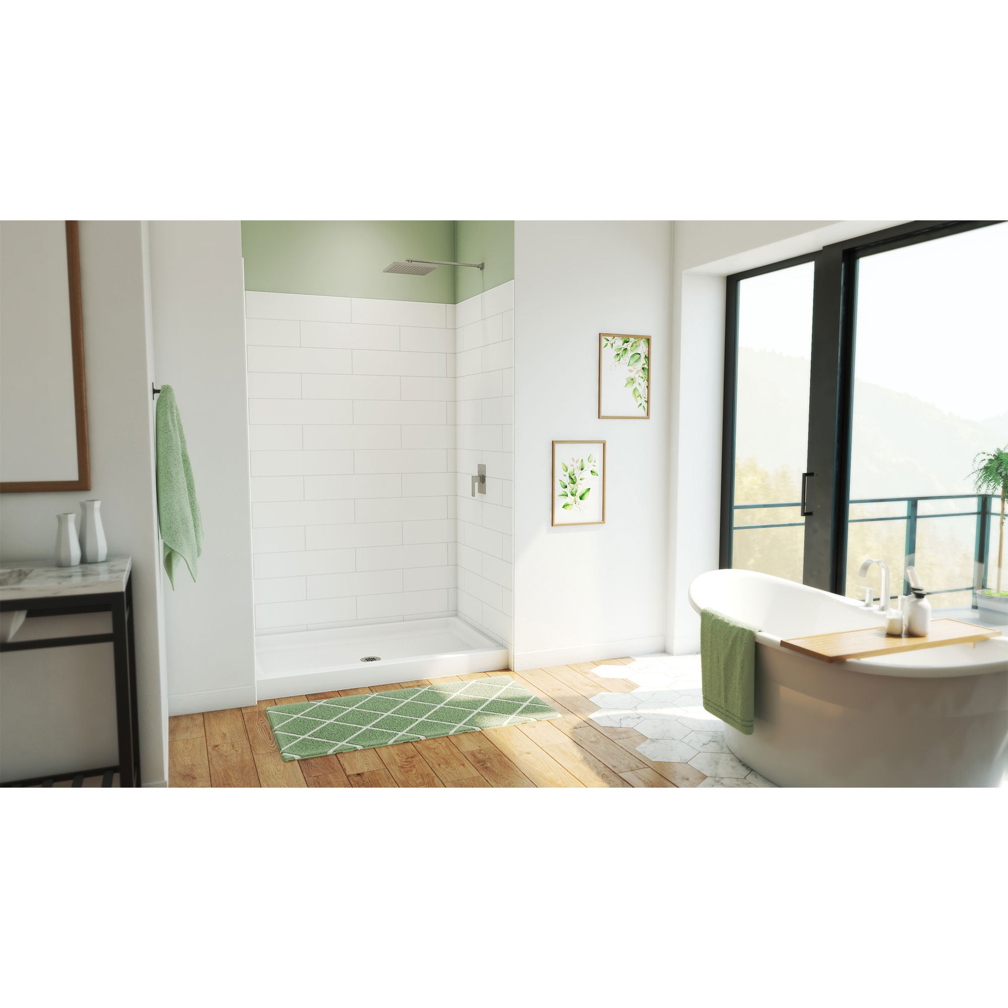 DreamLine DreamStone 34 inch D x 54 inch W Center Drain Shower Base