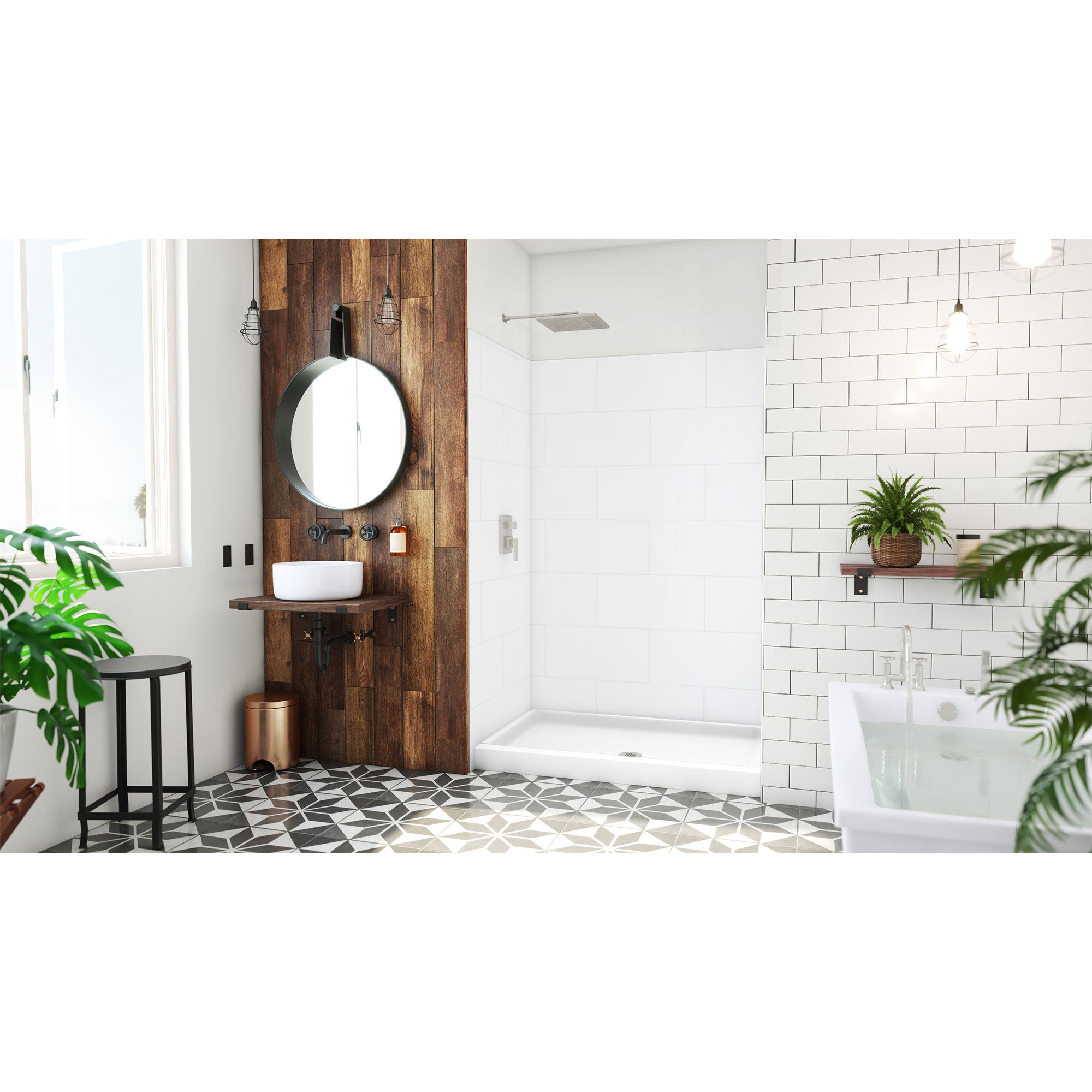 DreamLine DreamStone 34 inch D x 54 inch W Center Drain Shower Base