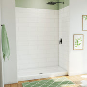 DreamLine DreamStone 32 inch D x 60 inch W Center Drain Shower Base and Modern Subway Wall Kit