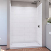 DreamLine DreamStone 36 inch D x 60 inch W Center Drain Shower Base and Modern Subway Wall Kit