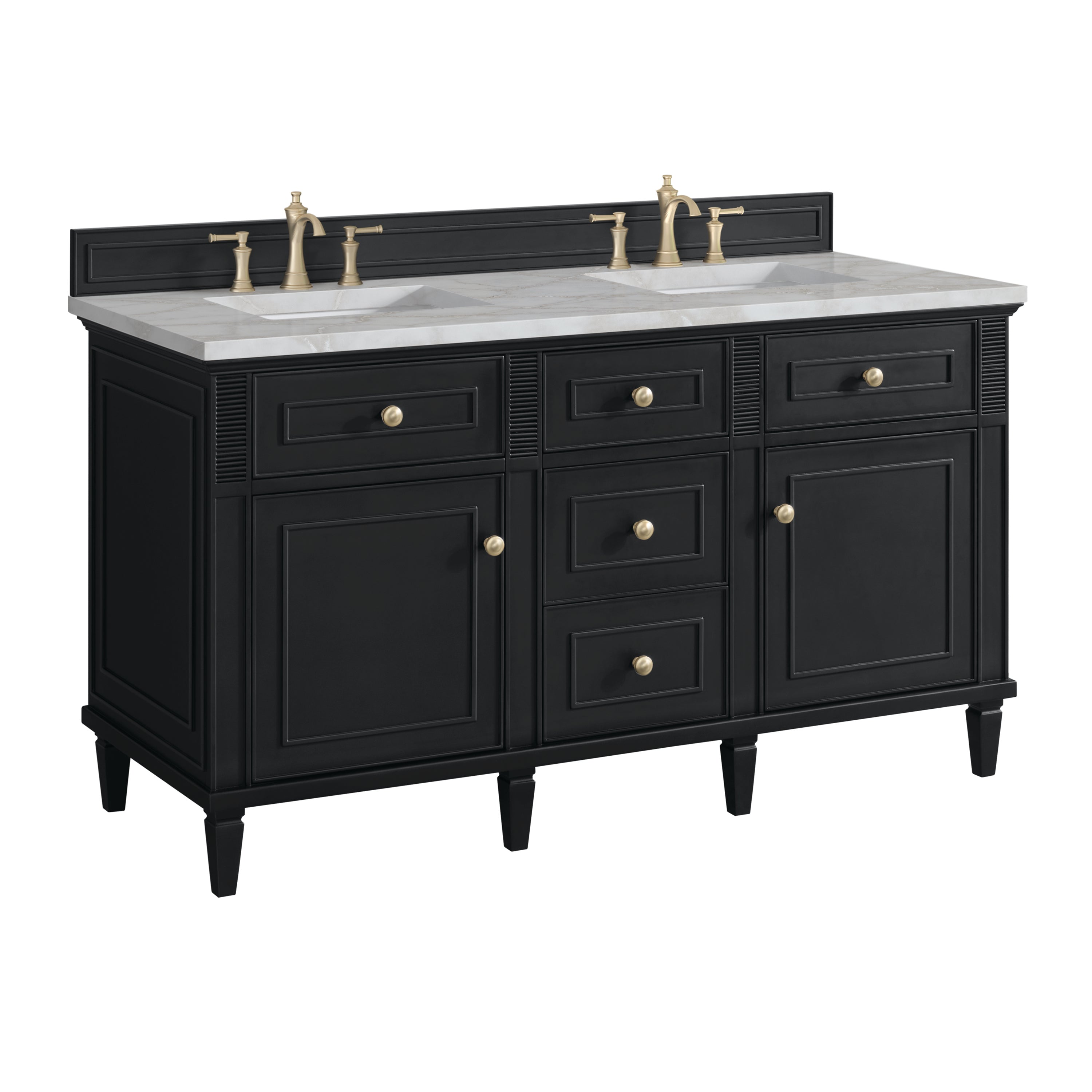 James Martin Lorelai 60" Double Vanity in Black Onyx with 3cm Countertop