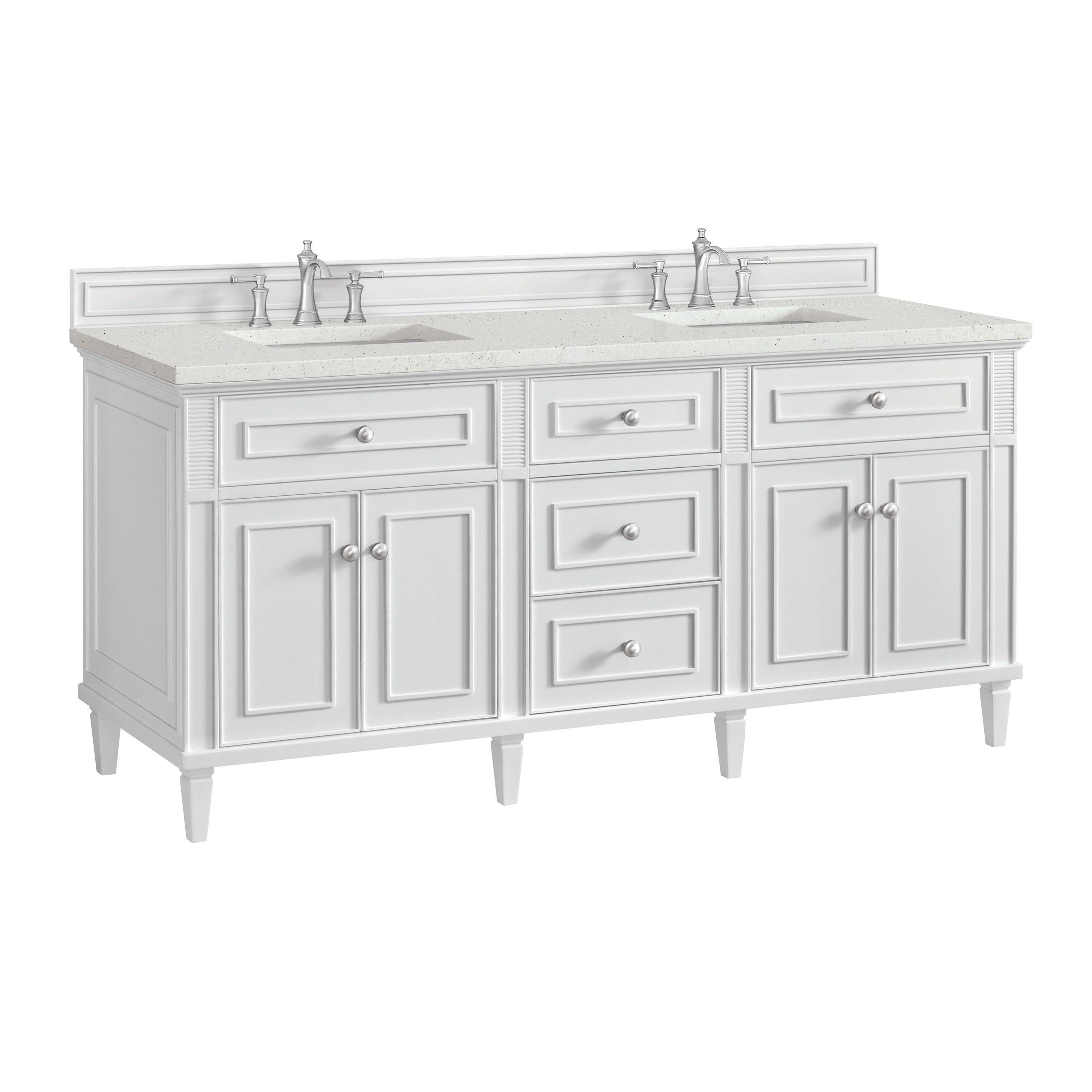 James Martin Lorelai 72" Double Vanity in Bright White with 3cm Countertop