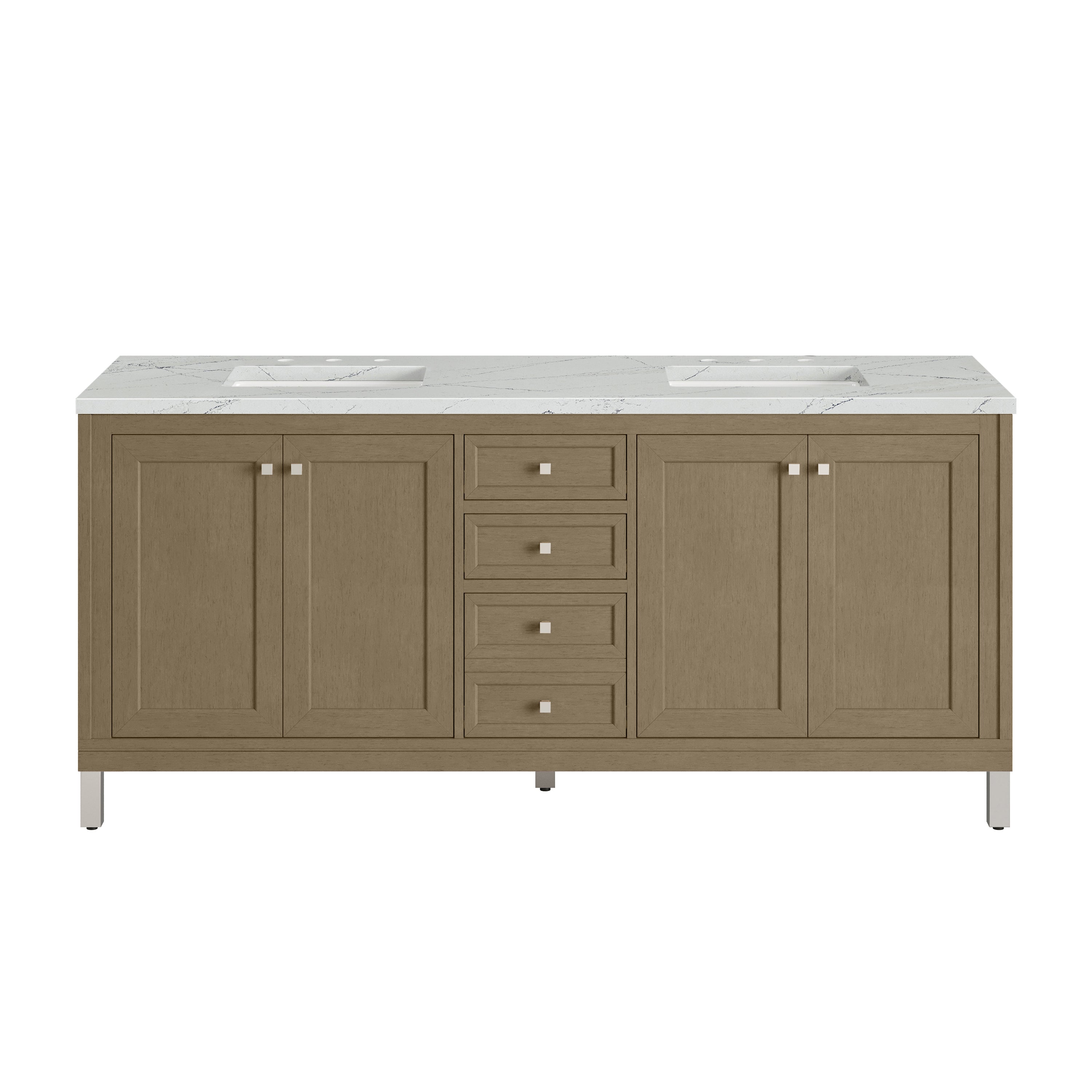 James Martin Chicago 72" Double Vanity in Walnut Whisper with 3cm Countertop
