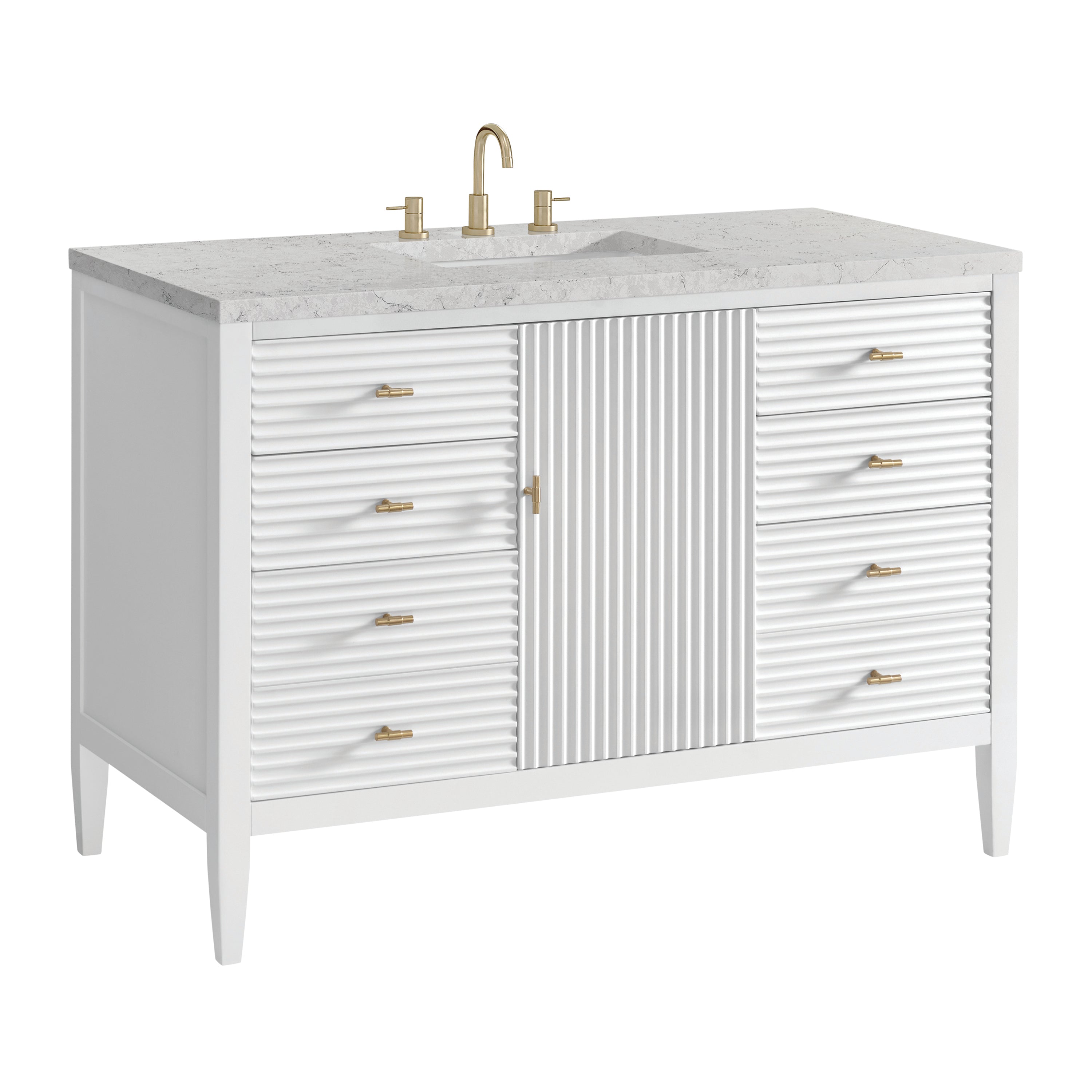 James Martin Myrrin 48" Single Vanity in Bright White with 3cm Countertop