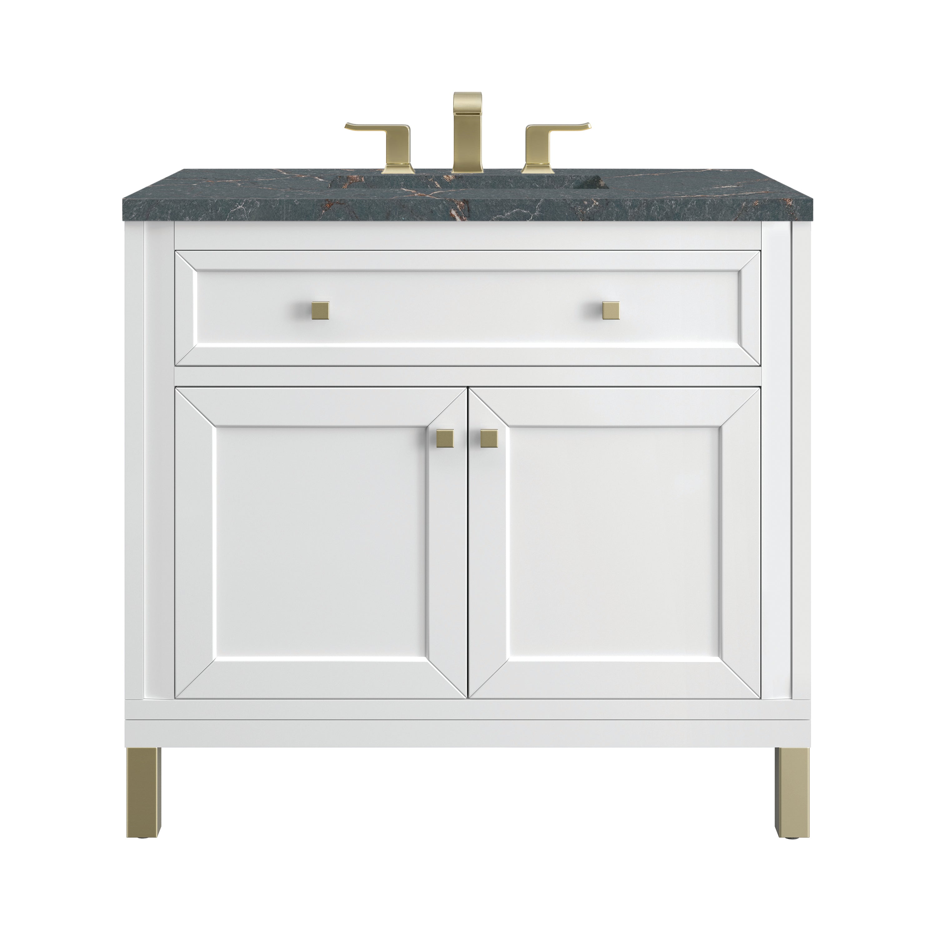 James Martin Chicago 36" Single Vanity in Glossy White with 3cm Countertop